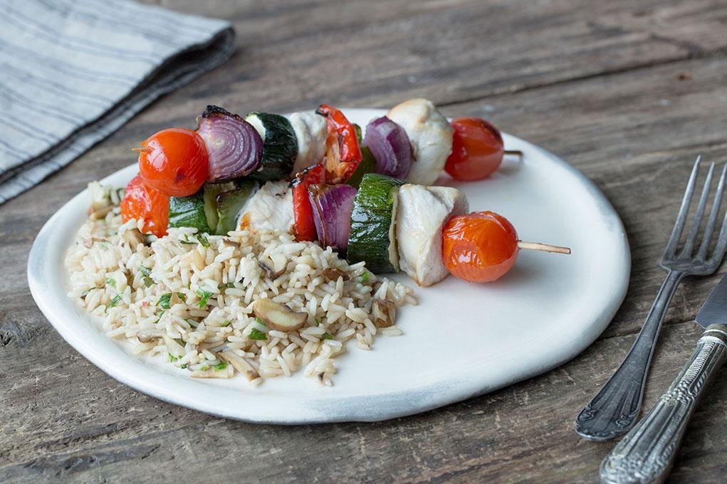 Rosemary Chicken Veggie Kebabs