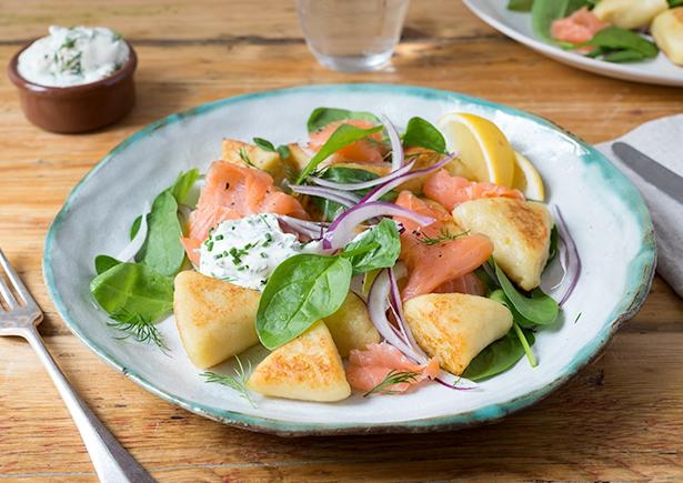 Kartoffelküchlein mit Räucherlachs