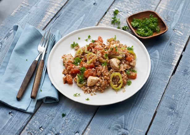 Bulgur met za’atar, kipfilet en Turkse peper