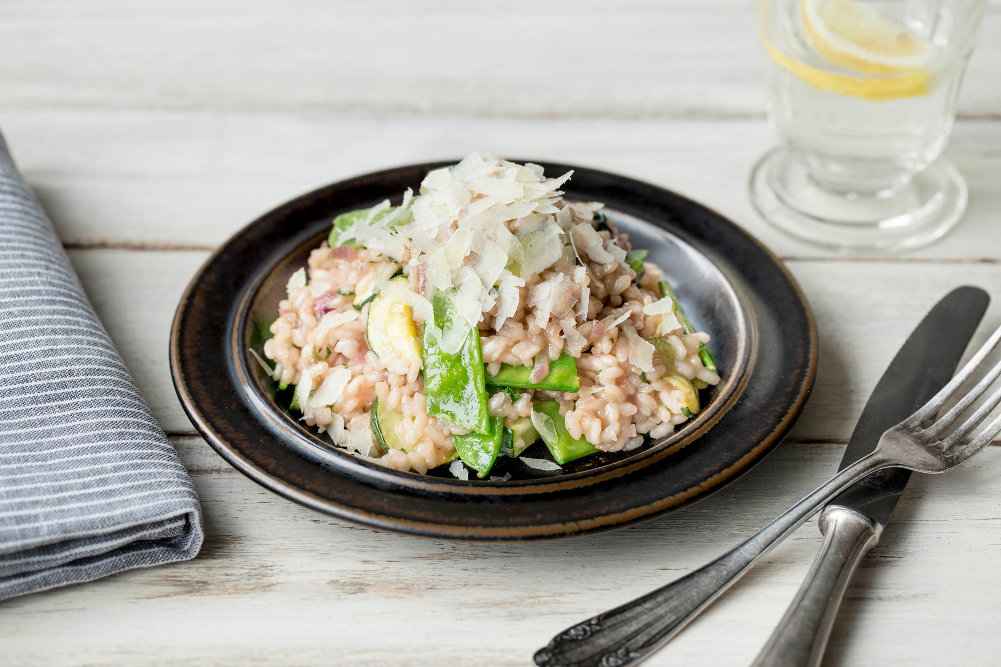 Minted Zucchini & Snow Pea Risotto