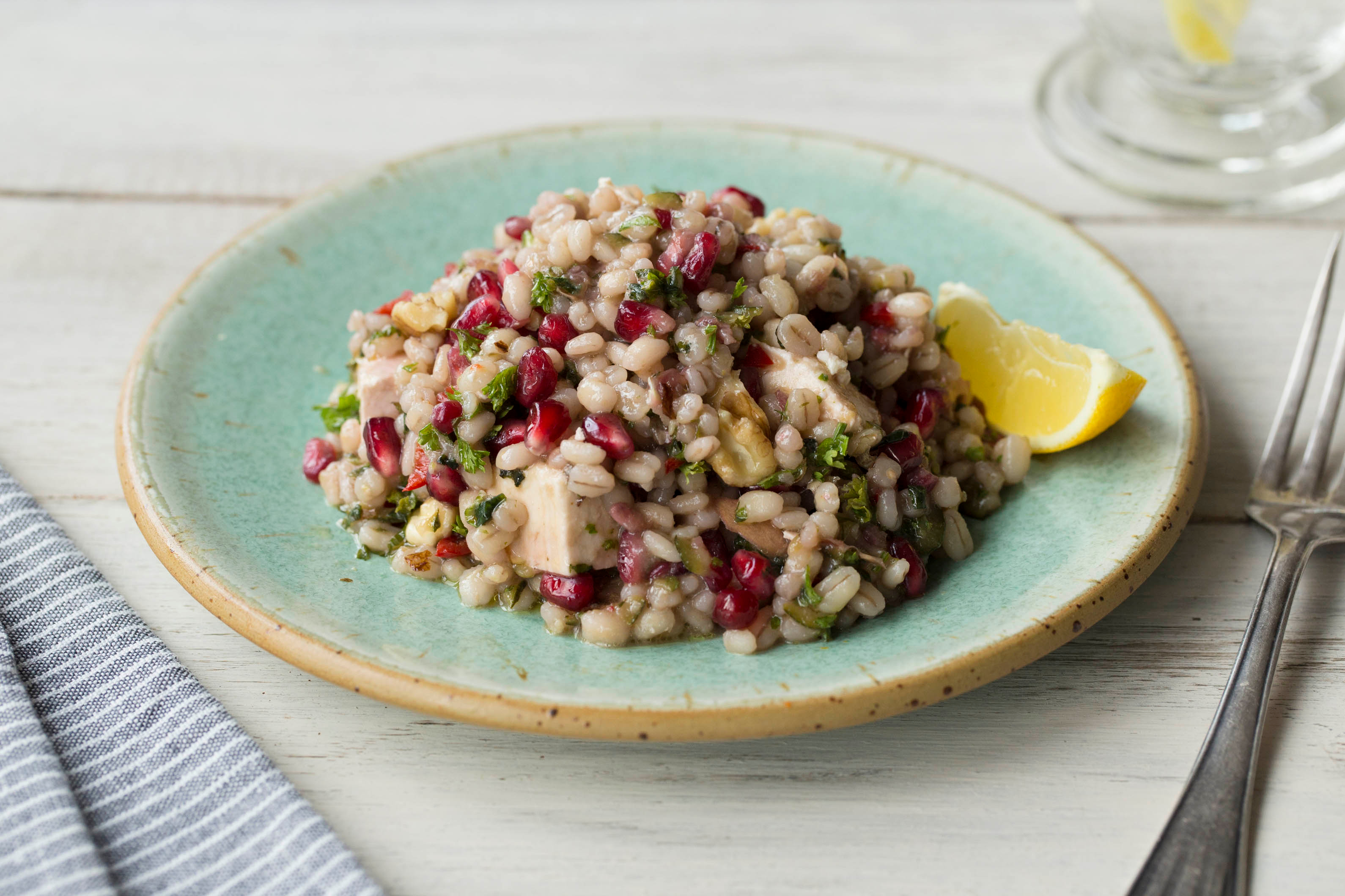 Lauwarmer Gerstoni-Salat mit Feta,
