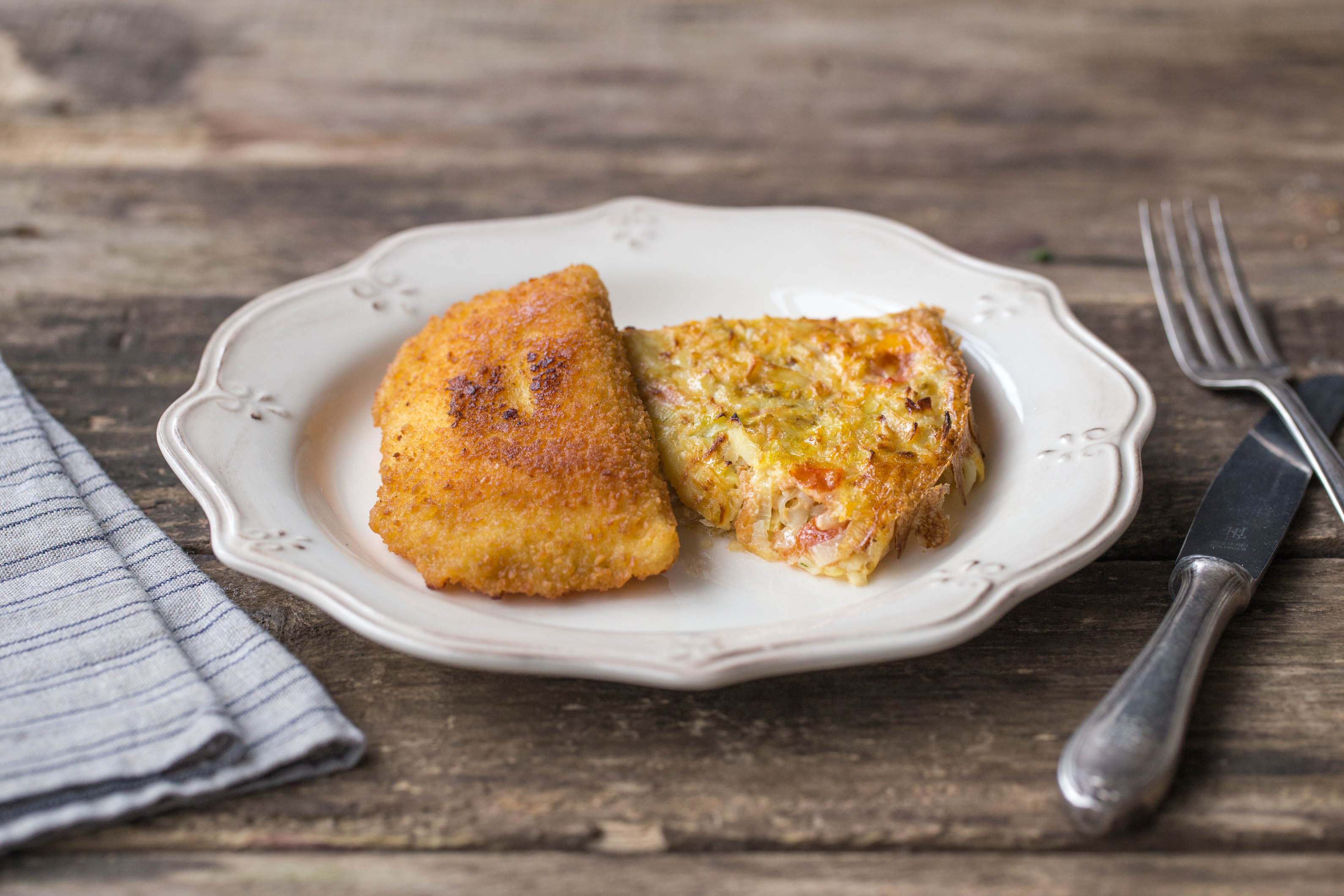 Rösti-ovenschotel met champignoncordonbleu