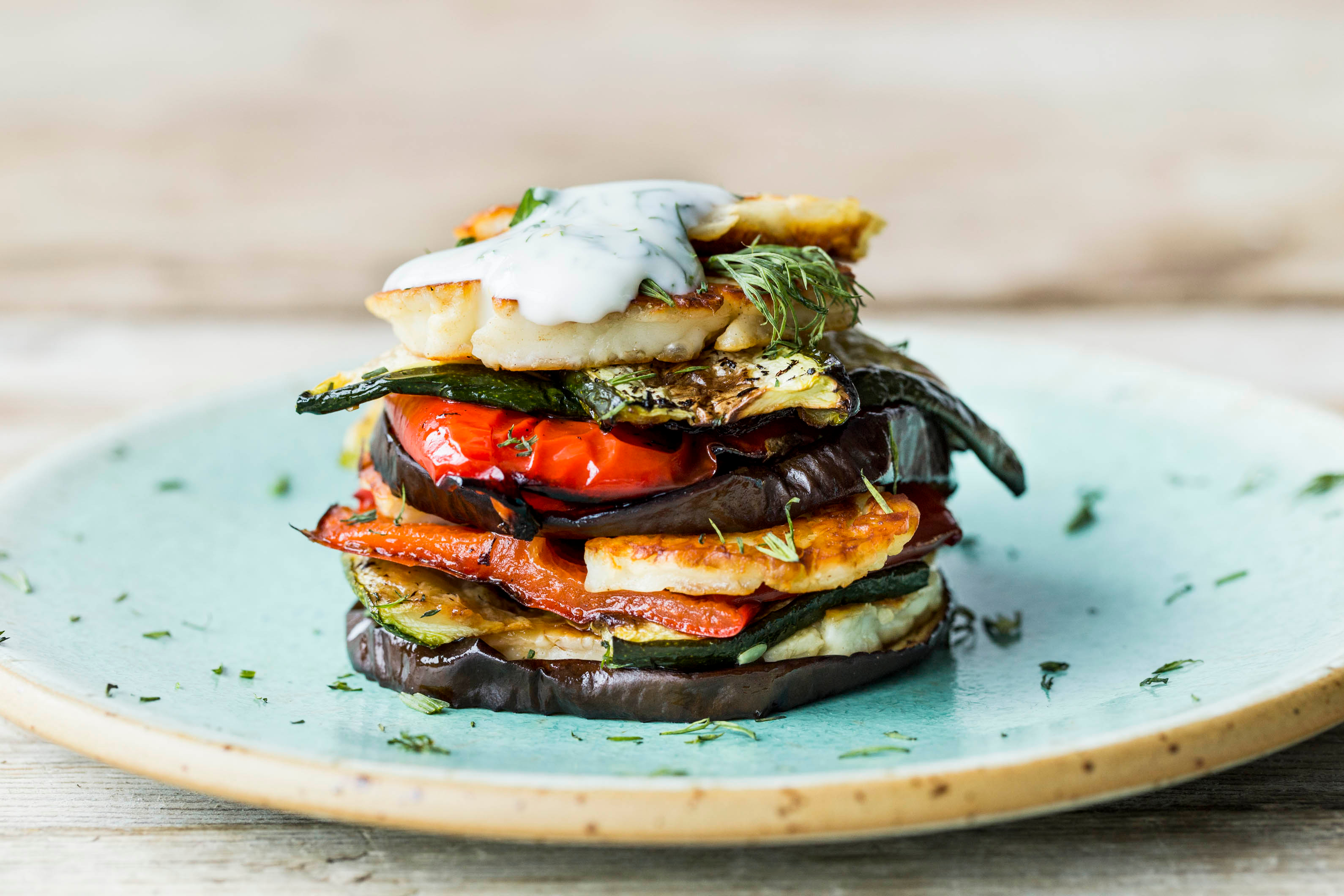 Chargrilled Vegetables & Haloumi Stack