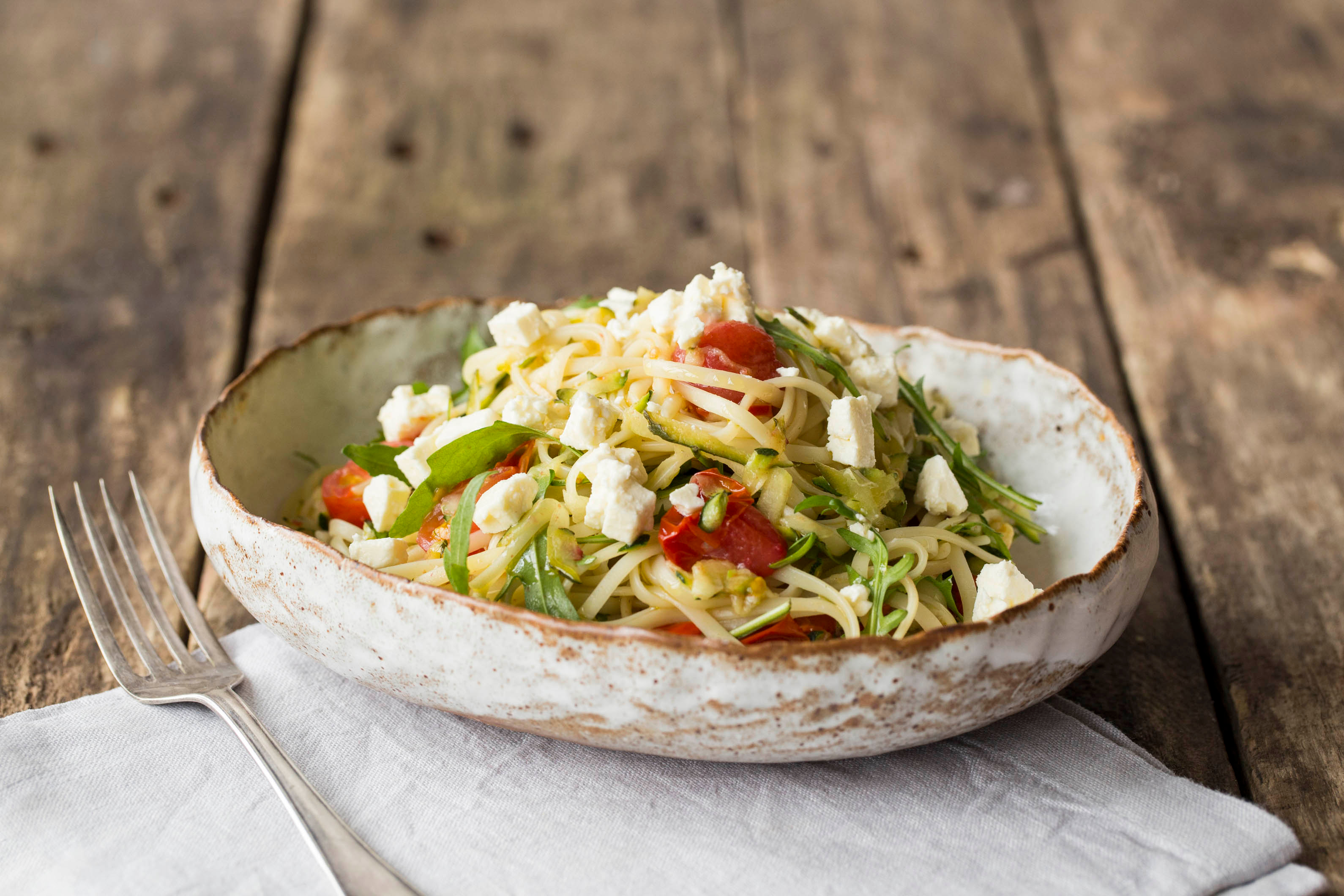 Zucchini Linguine with Cherry Tomatoes