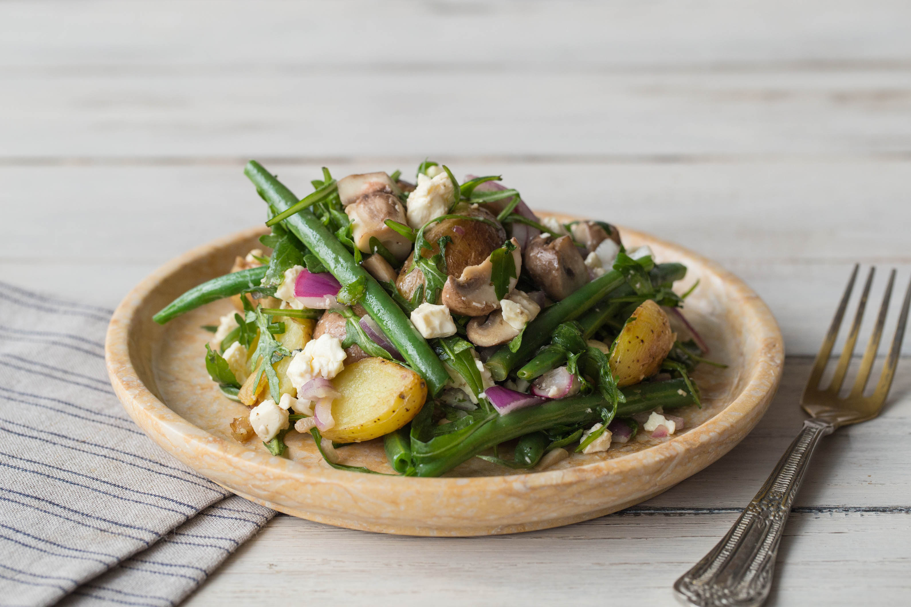 Sautéed Mushroom, Fetta, & Chat Potato Medley