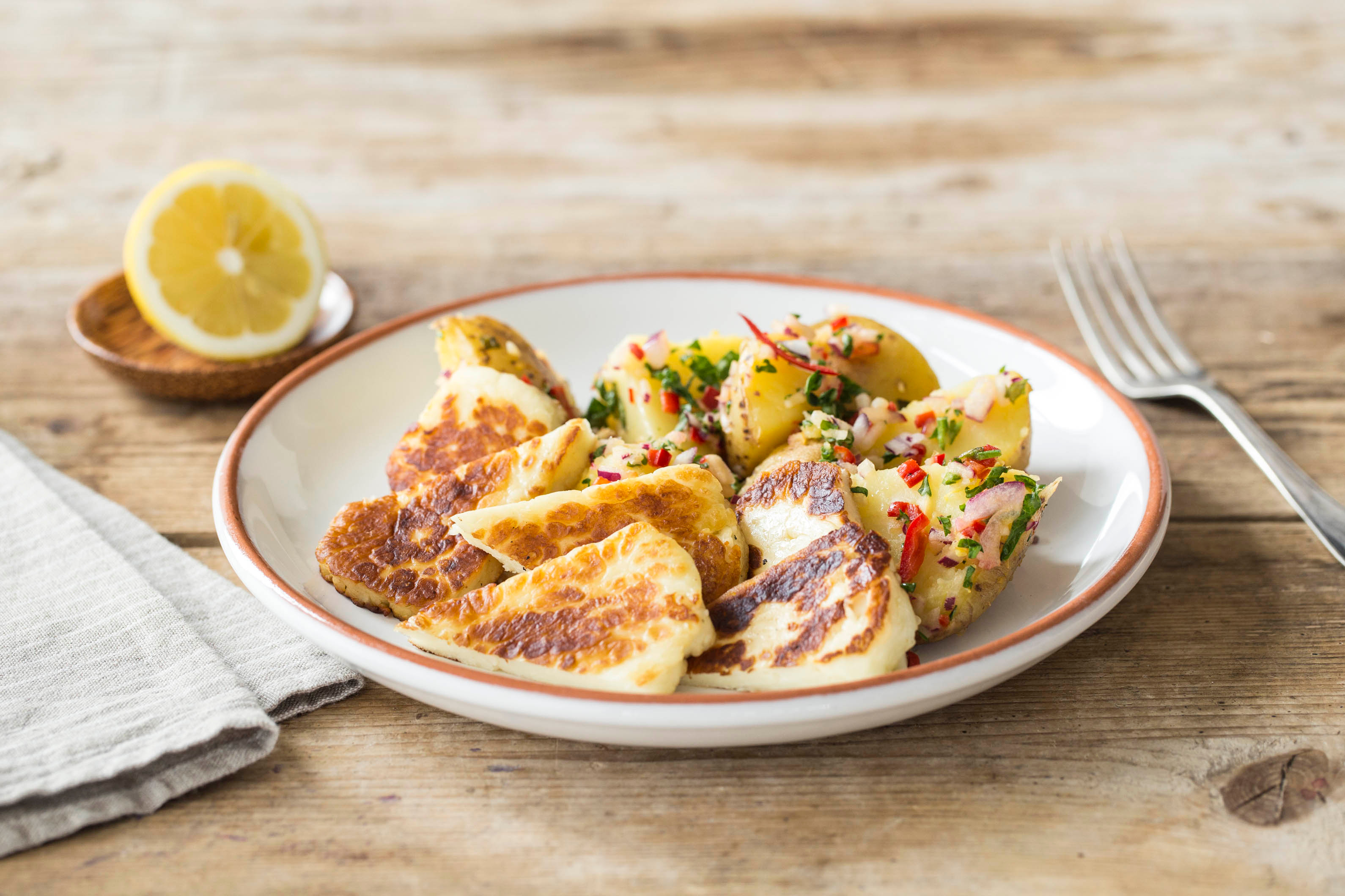 Crispy Haloumi with Spiced Herb Potatoes