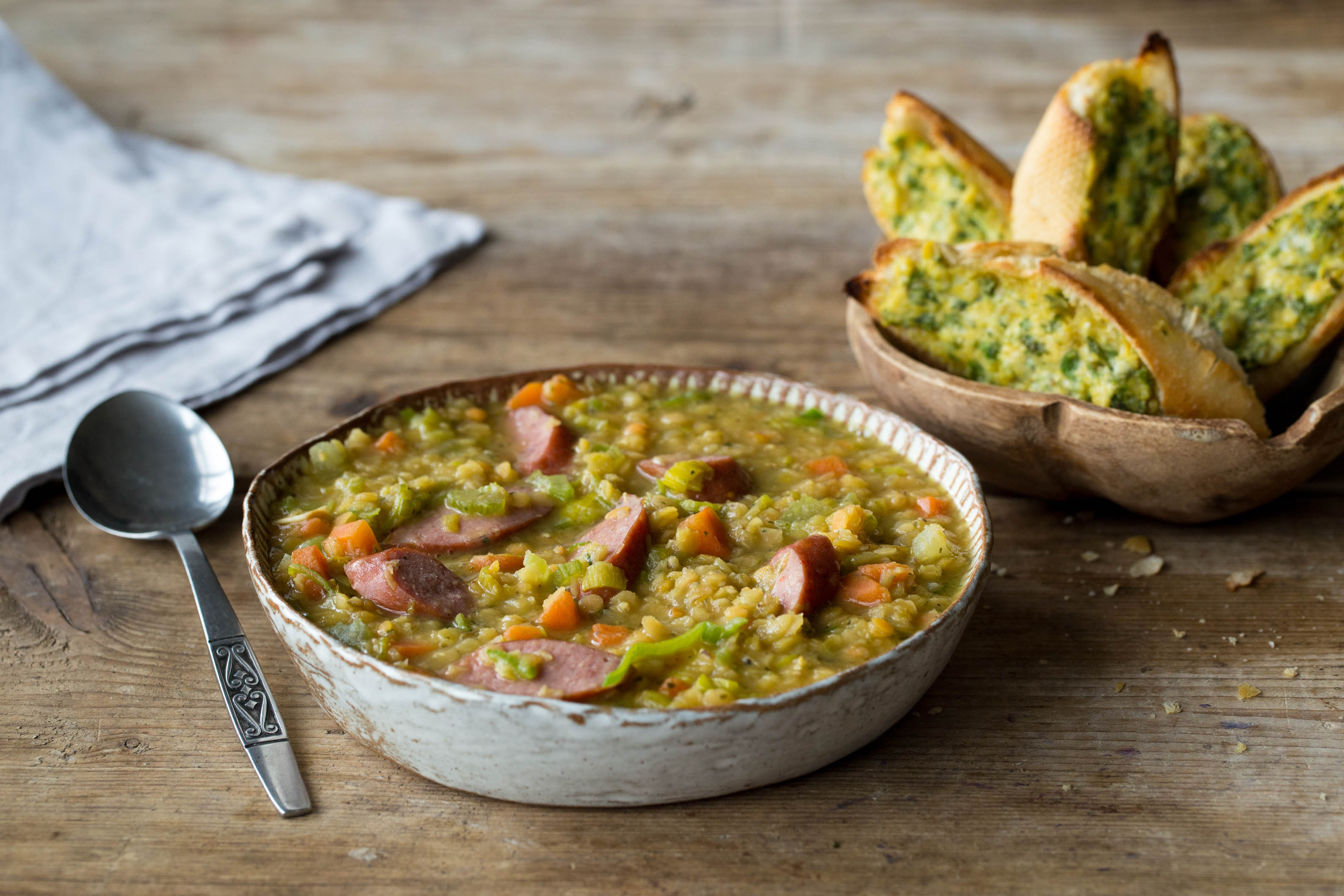 Puy-Linsensuppe mit Krakauer,