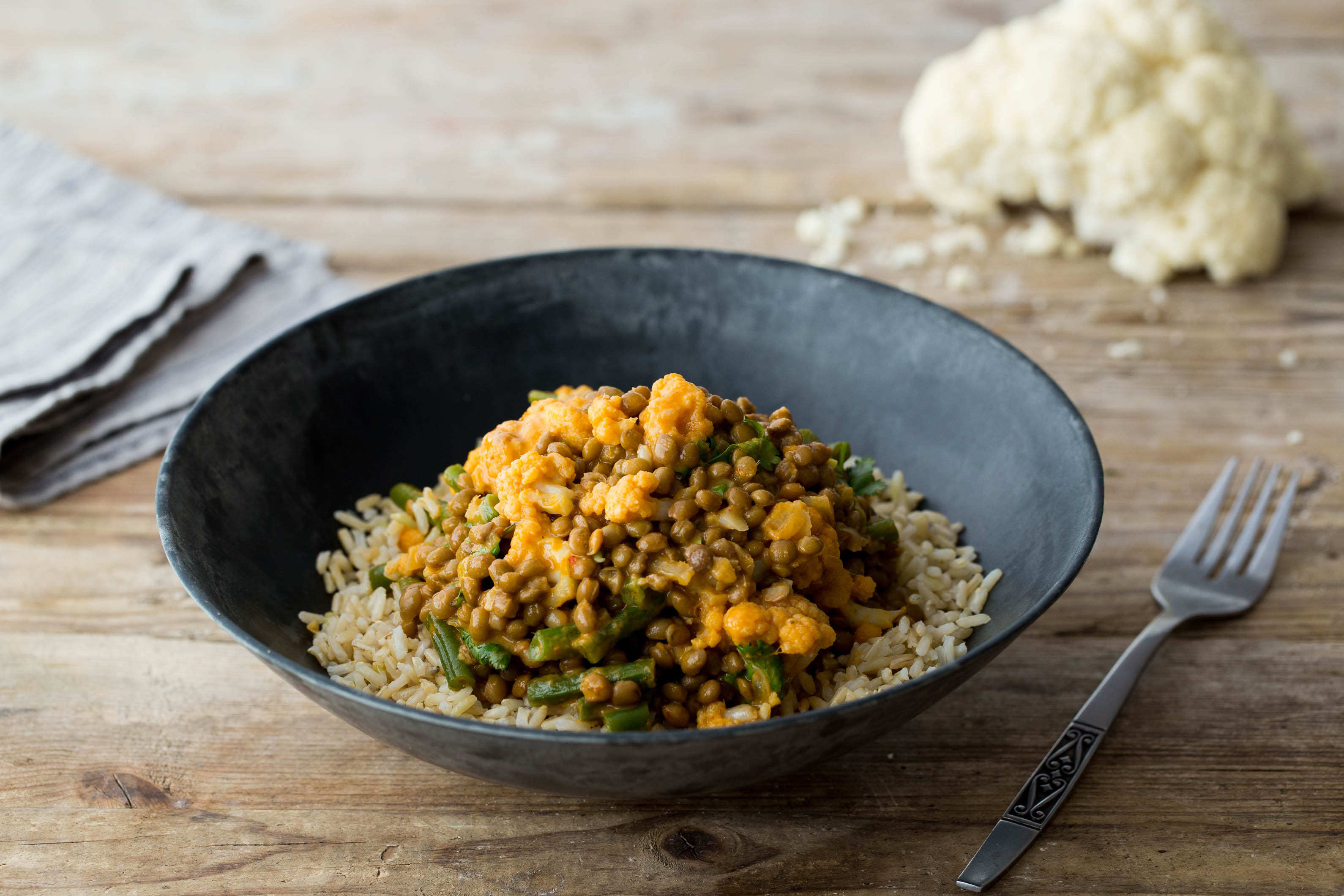 A Trendy Cauliflower and Lentil Panang Curry