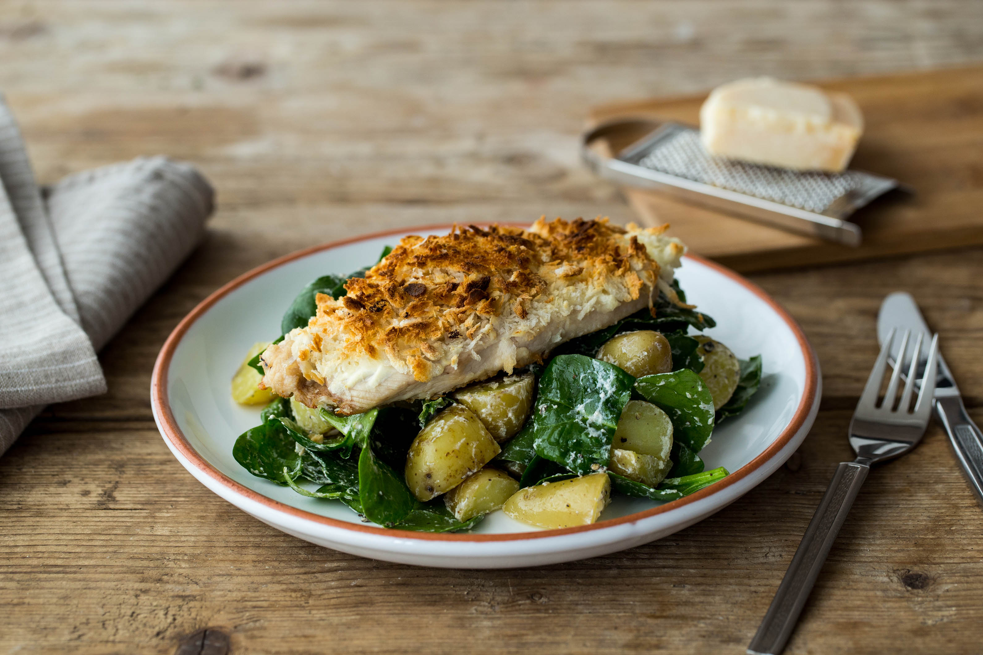 Spring Time Crispy Chicken Parmigiana Salad