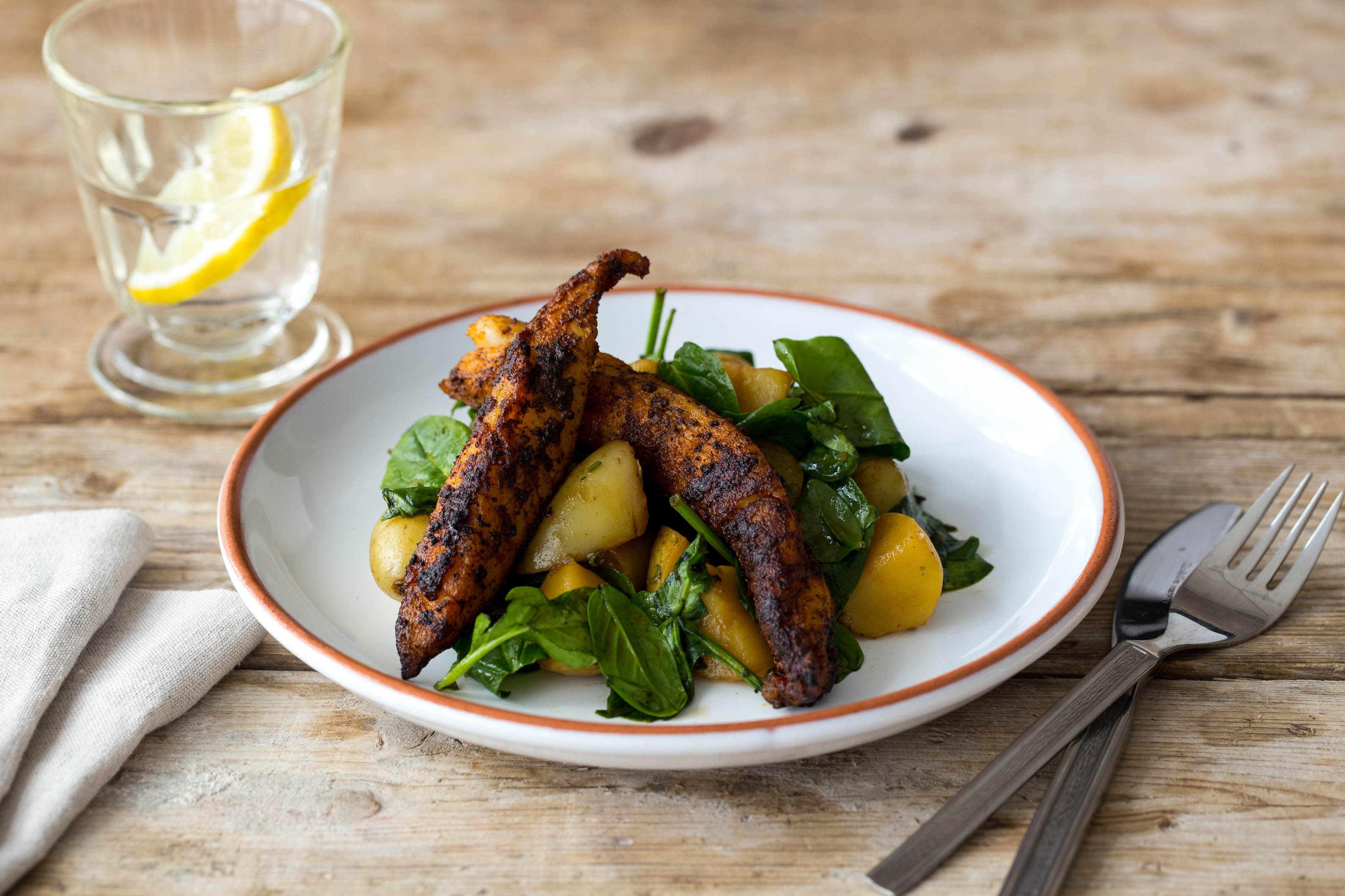 Spiced Snapper with Asian Style Potato Salad