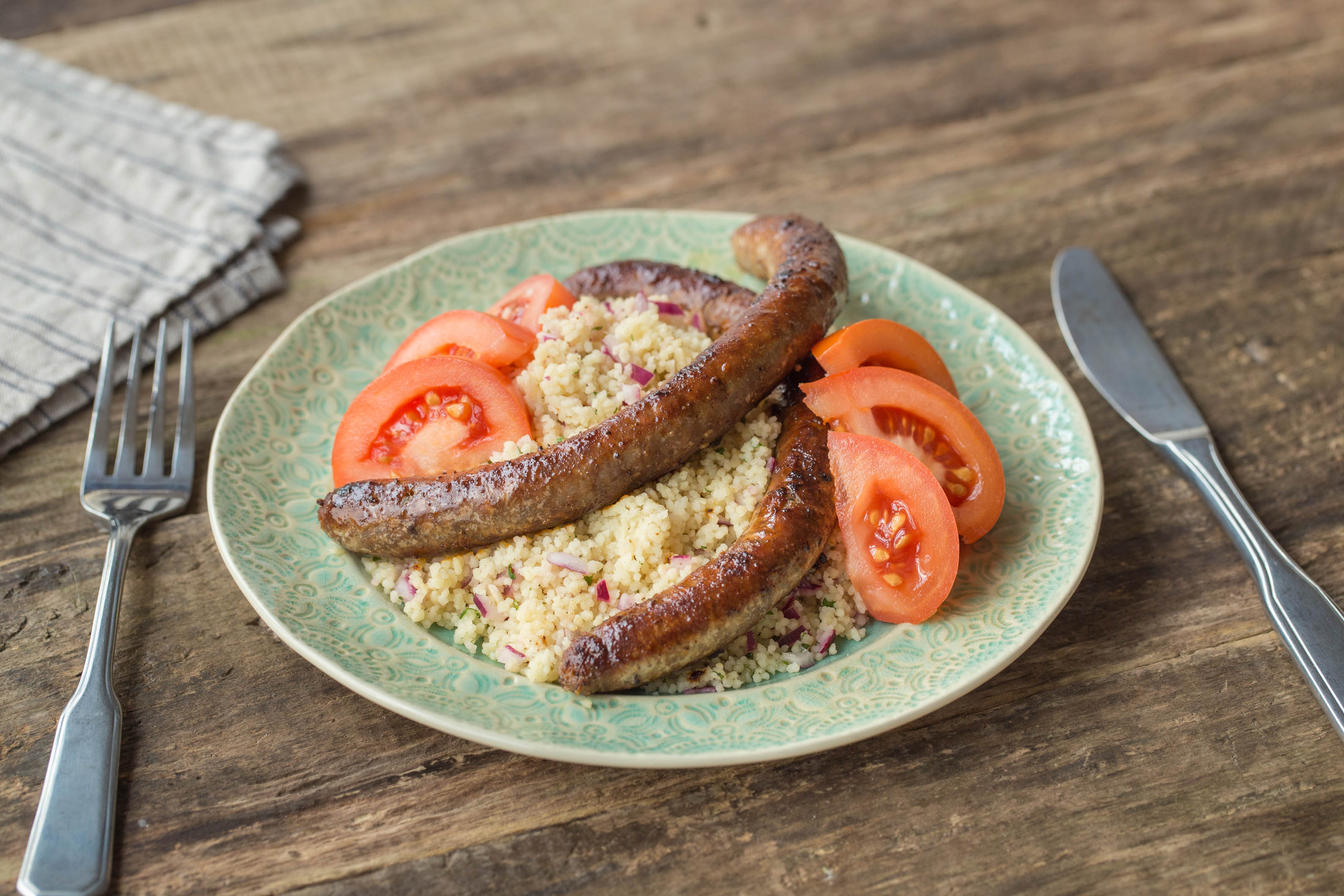 Merguez Sausages with Couscous