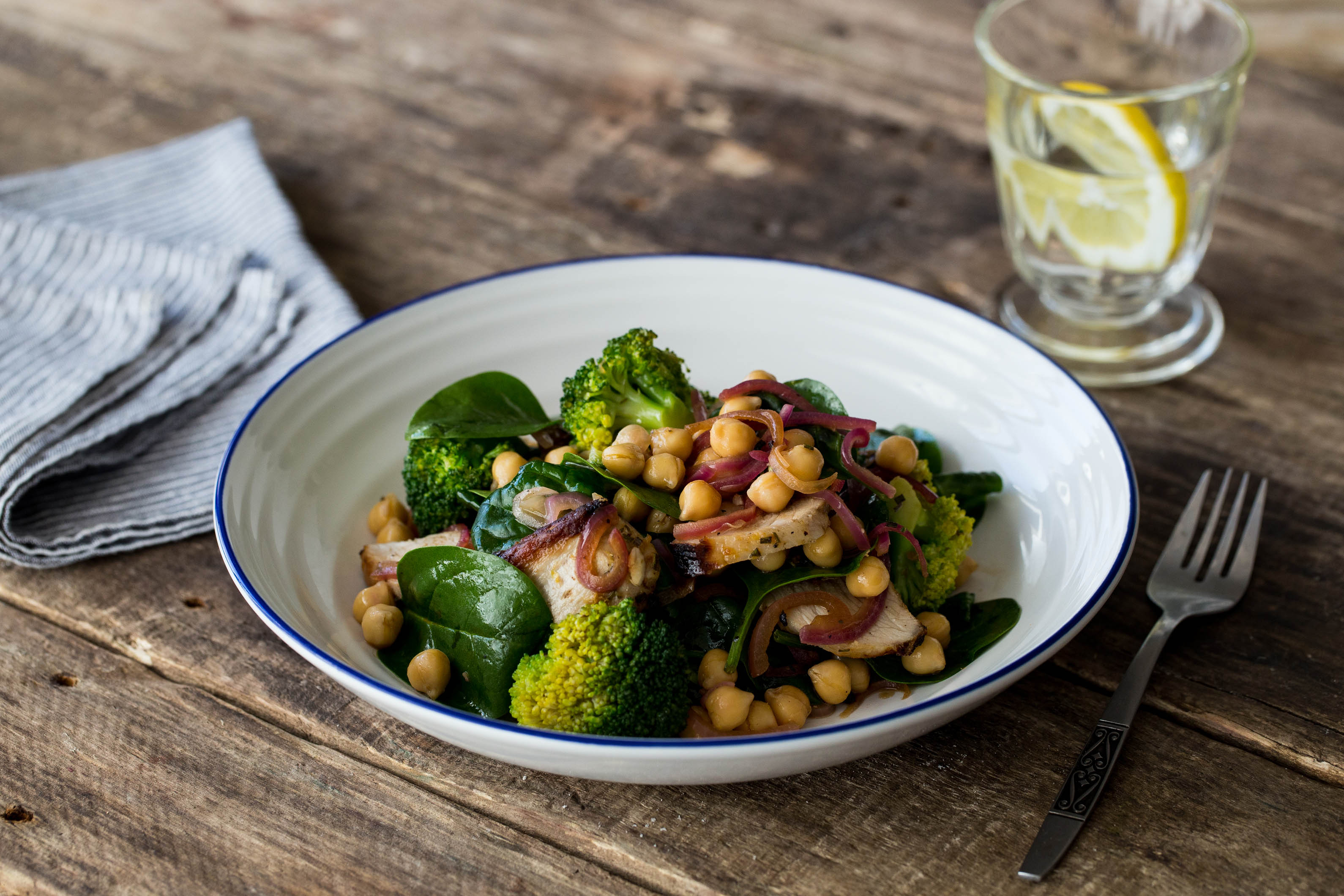 Lemon Rosemary Pork with Balsamic Chickpea Salad