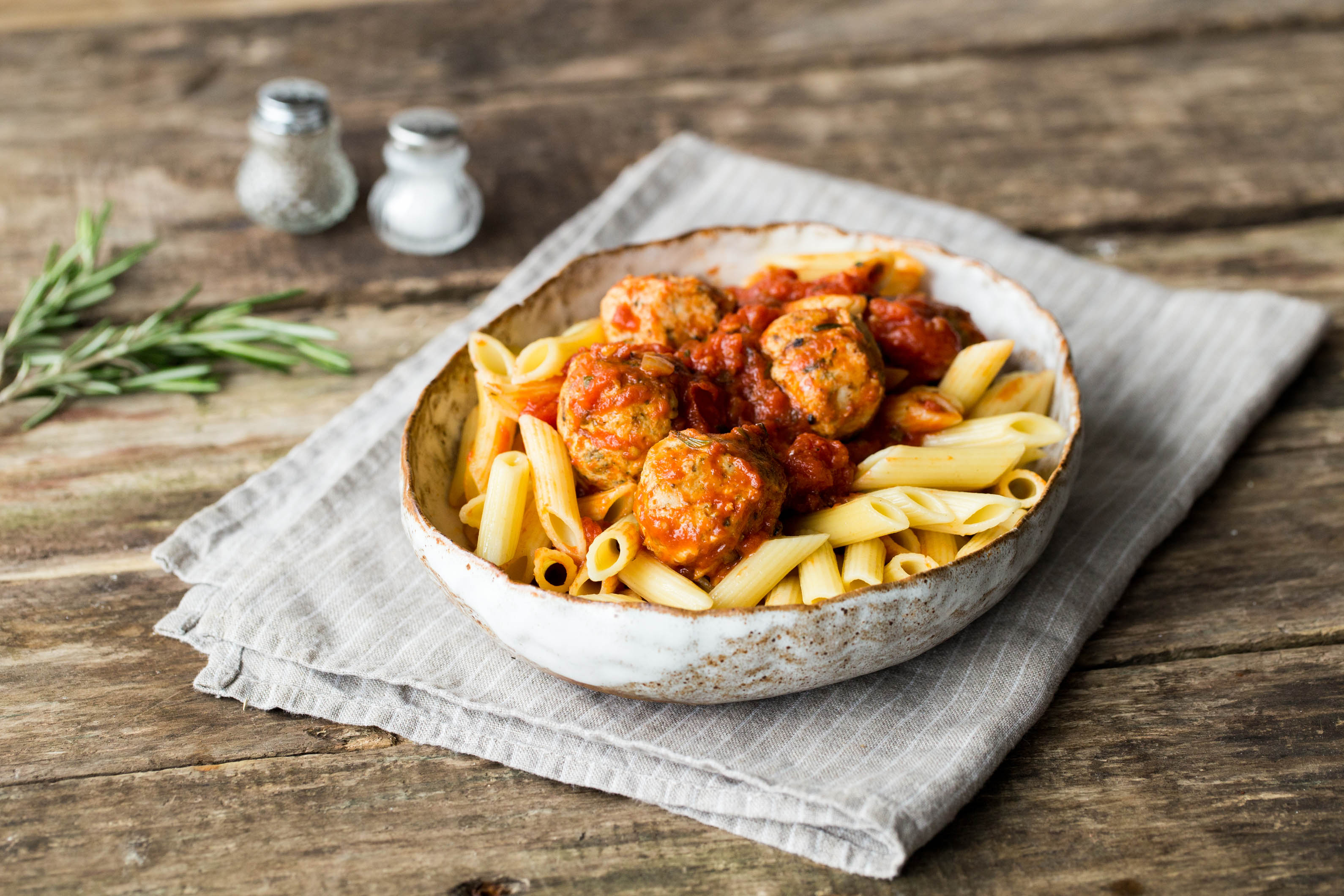 Italian Chicken Meatballs with Rosemary Sugo