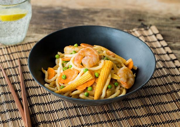 Reuzengarnalencurry met babygroenten