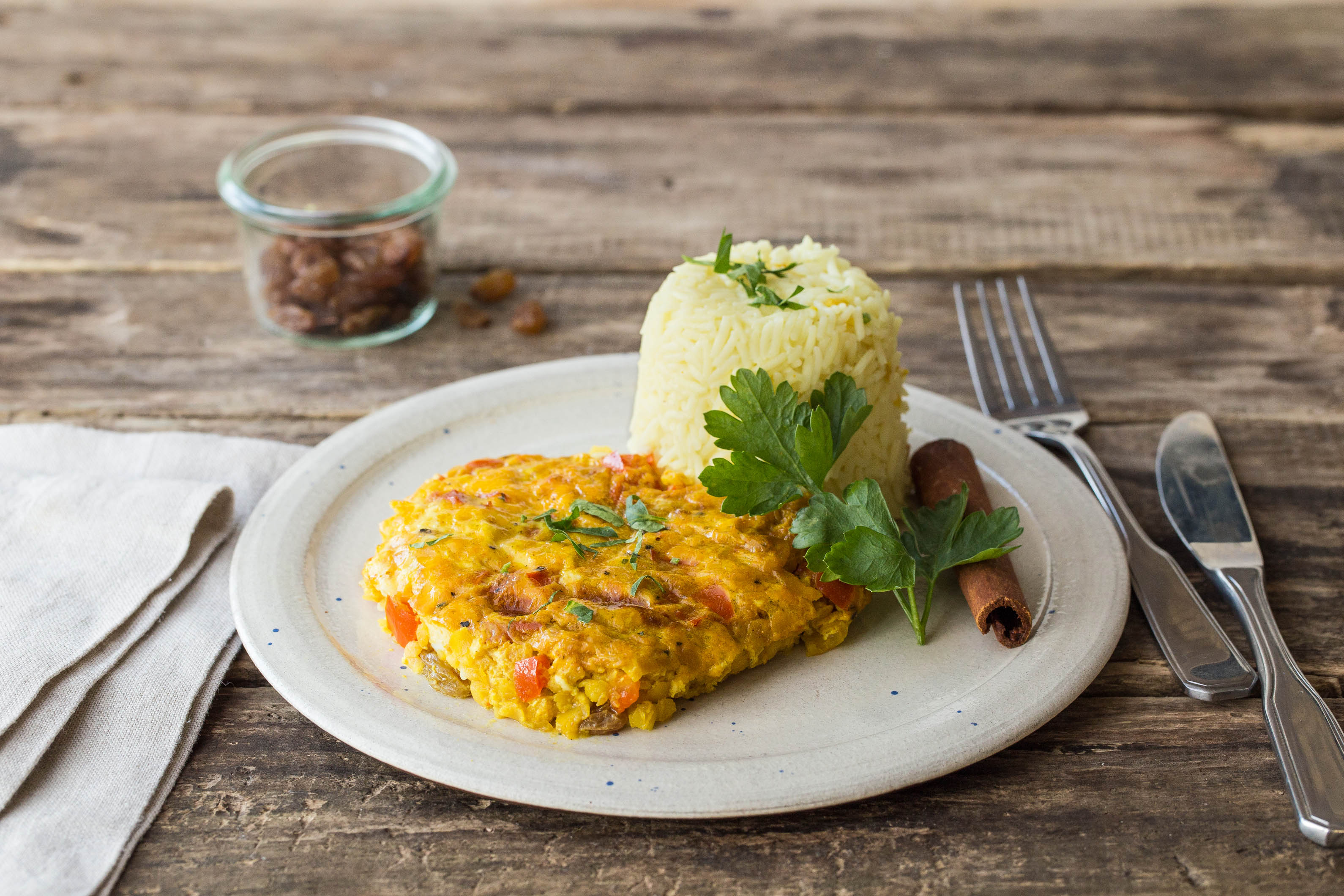 Südafrikanisches Linsen-Bobotie