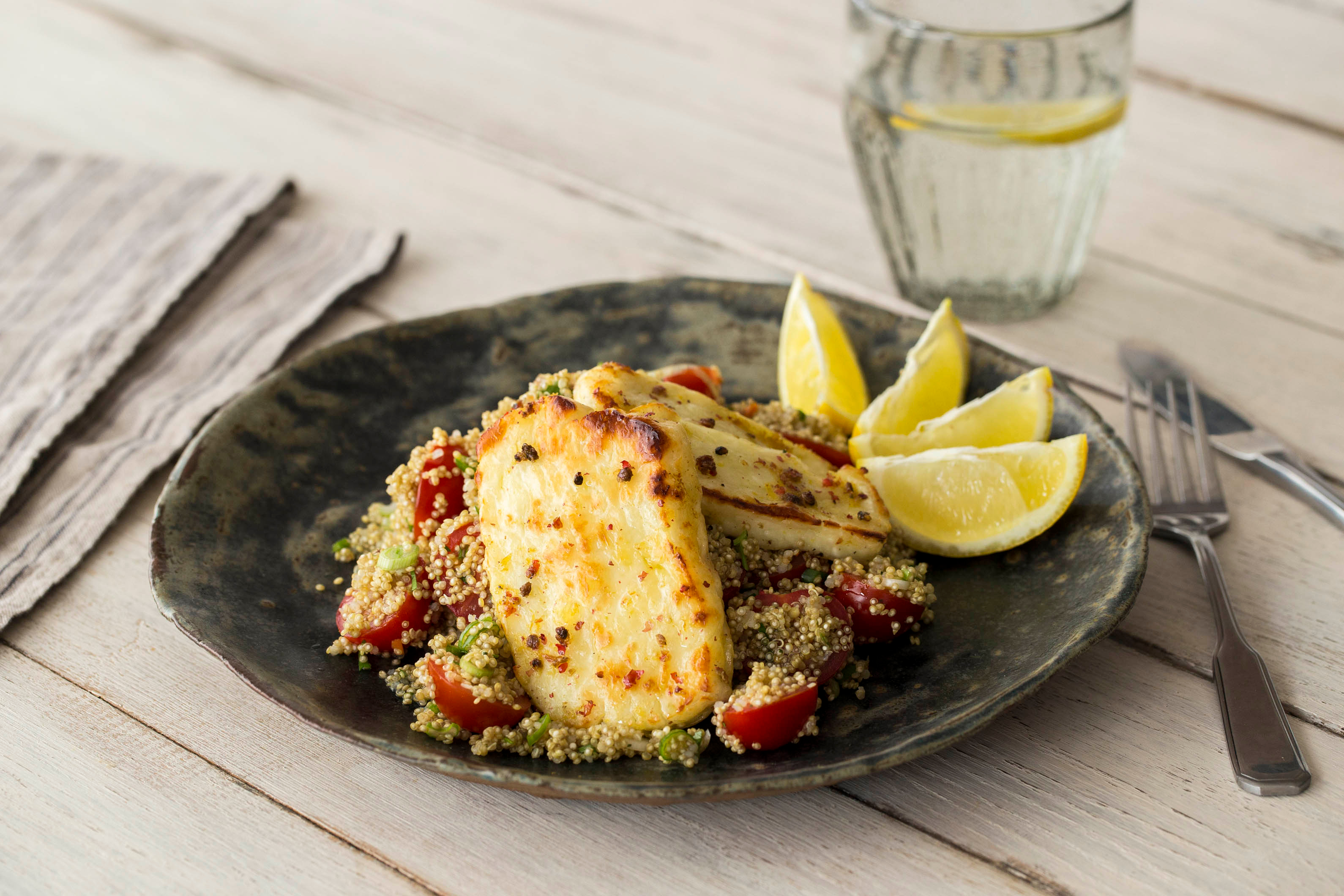 Sumac Haloumi with Herbed Quinoa