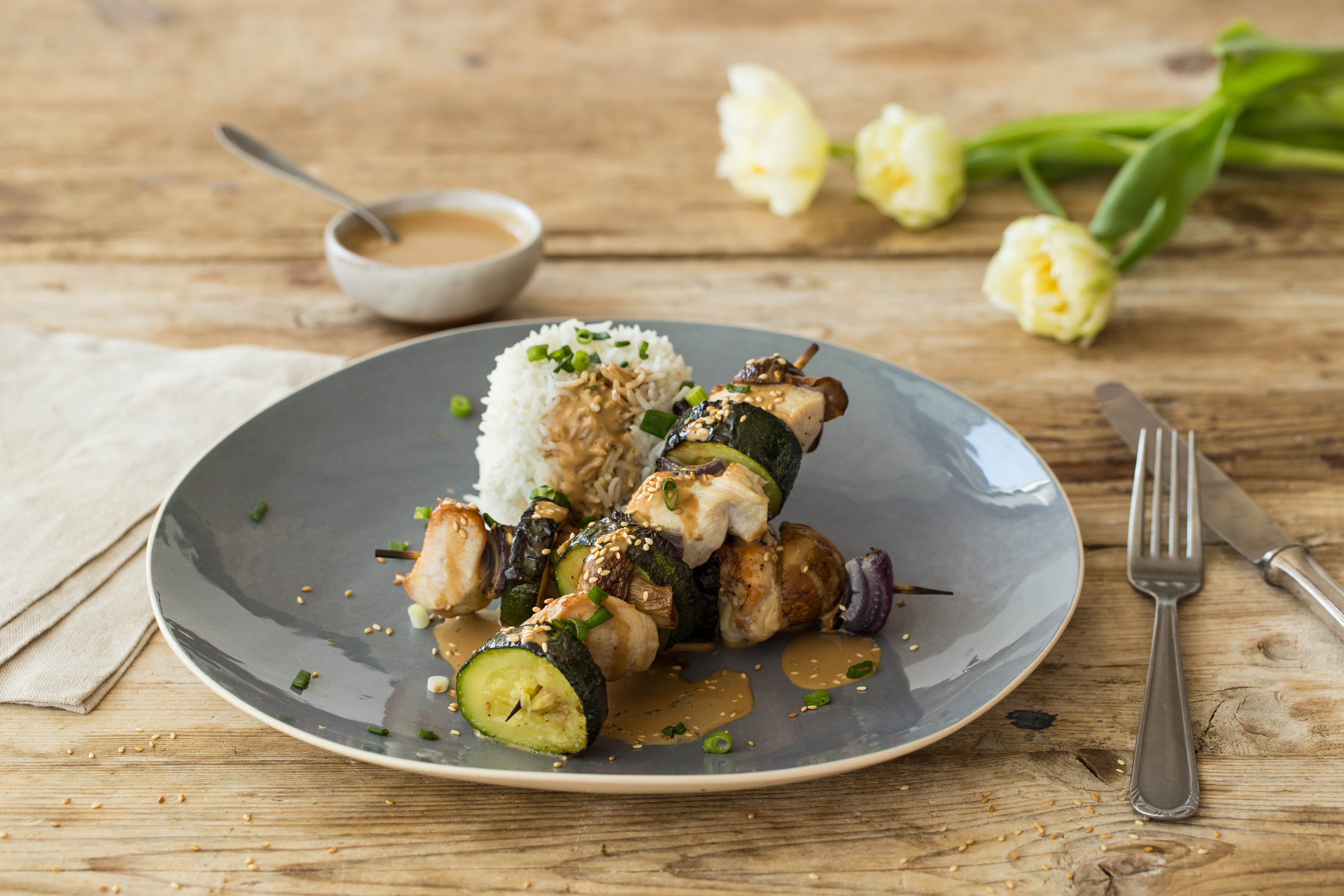 Mit Liebe kochen am Muttertag: Hähnchen-Gemüse-Spieße