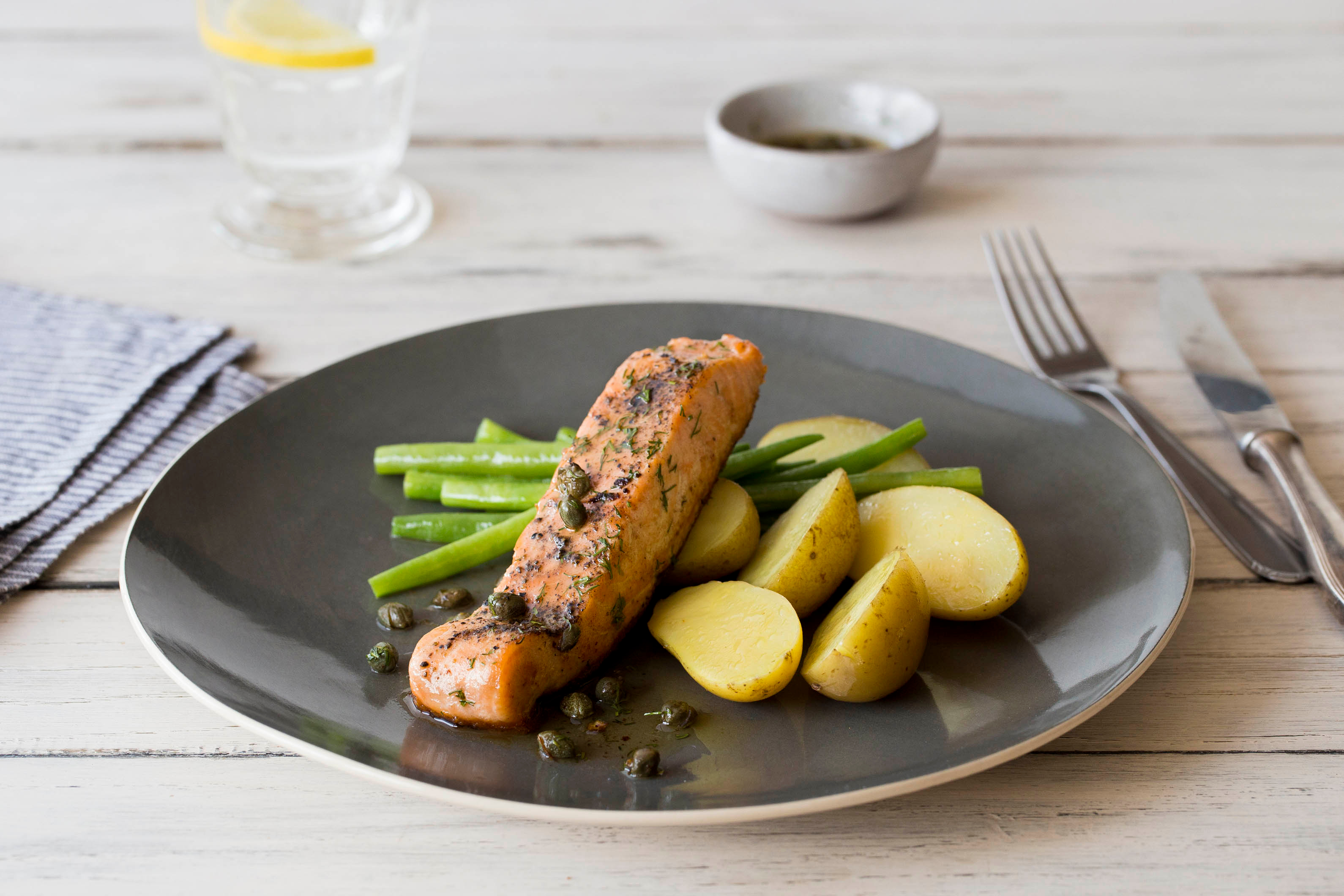Pan-Roasted Salmon with Caper Butter