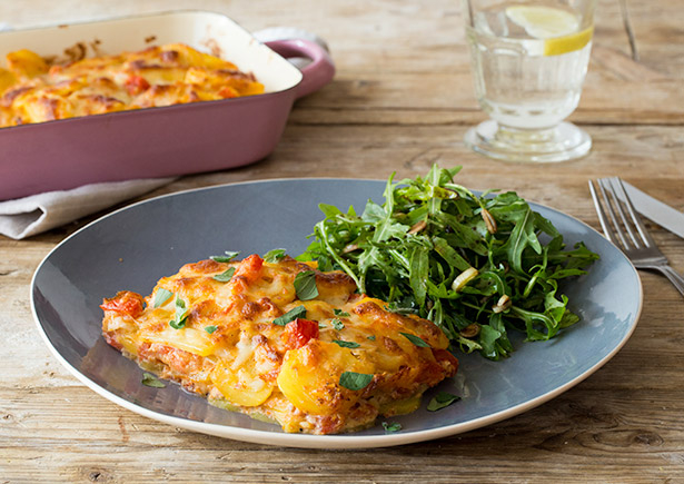 Cremiger Pesto Rosso-Kartoffelauflauf