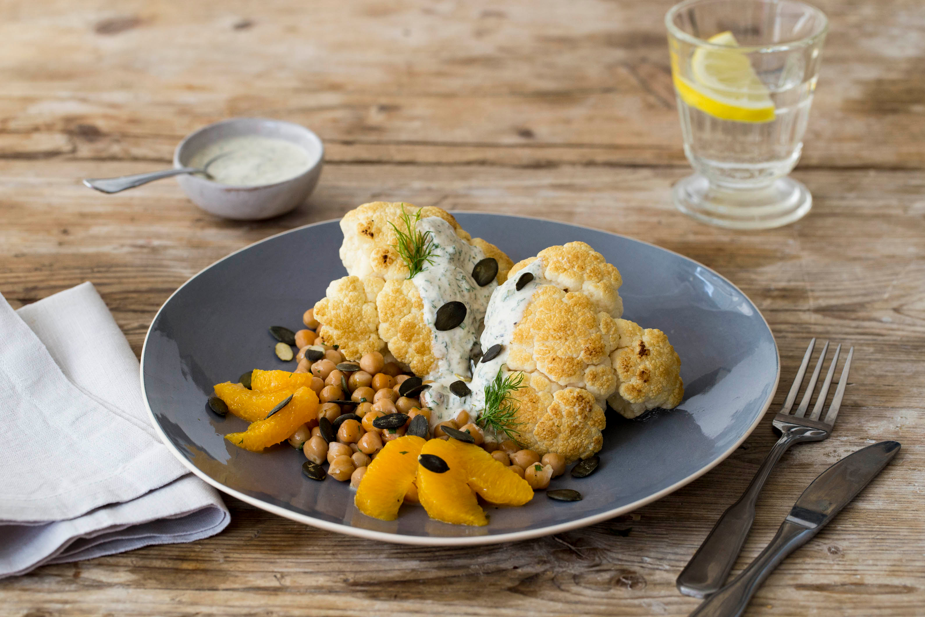 Mediterranean Whole-Roasted Cauliflower