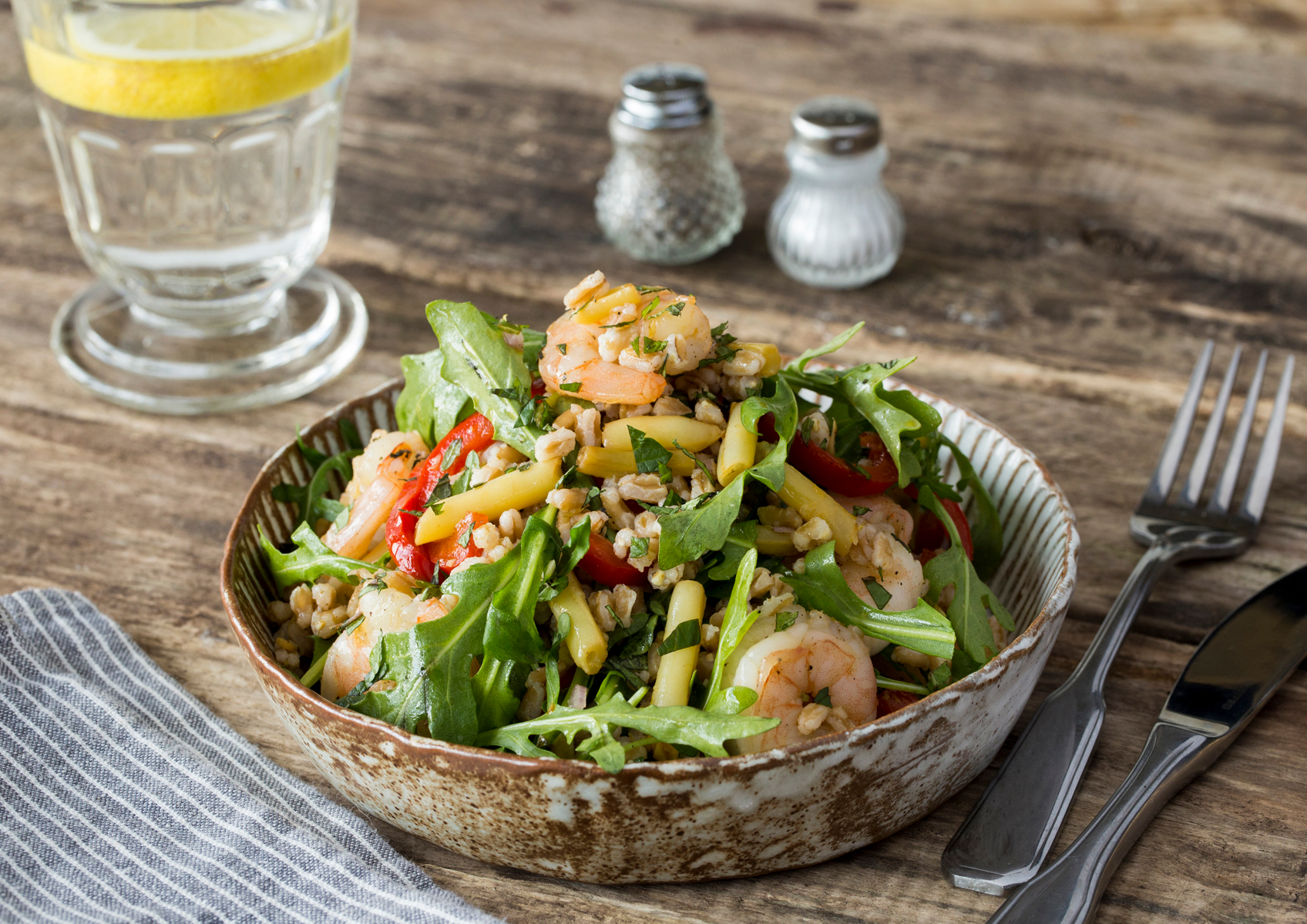Warm Farro & Shrimp Bowl