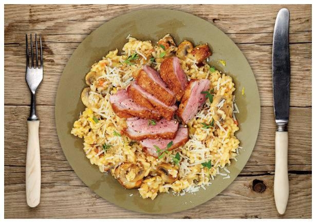 Feine Entenbrust auf Zitronen-Thymian-Risotto