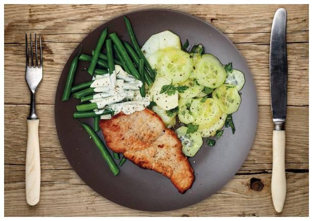 Schnitzel „Natur“ an Senf-Sahnesoße