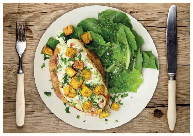 Ofenkartoffeln mit würziger Frischkäse-Tofu-Füllung