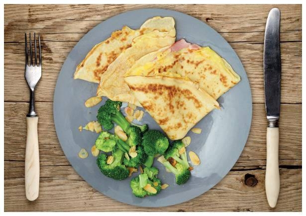 Crêpes gefüllt mit Kochschinken und zweierlei Käse