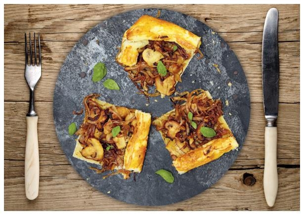 Champignon und Karamellisierte Zwiebeln-Tarte
