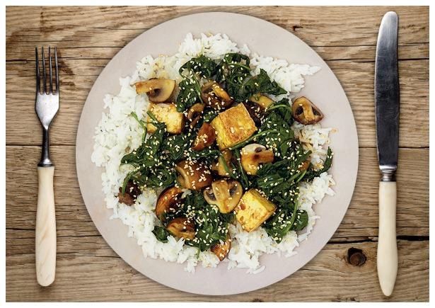 Terriyaki-Ofen-Tofu auf Jasminreis