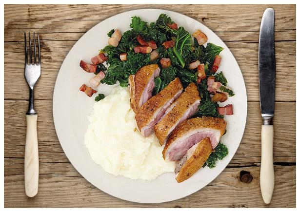 Rosarot gebratene Entenbrust