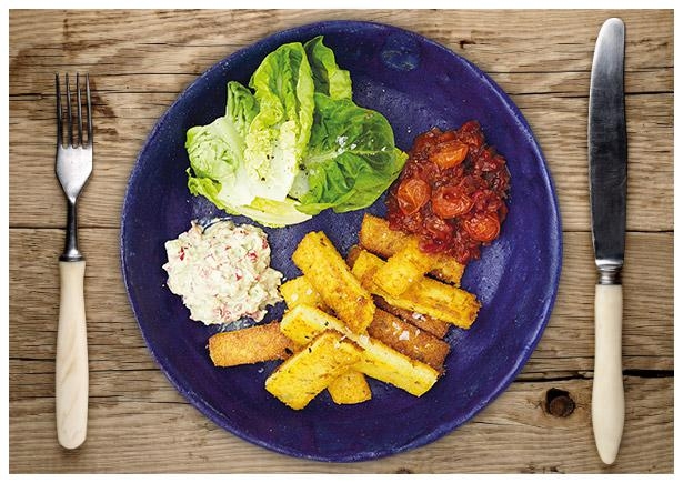 Braun gebratene Rosmarin-Polenta-Pommes