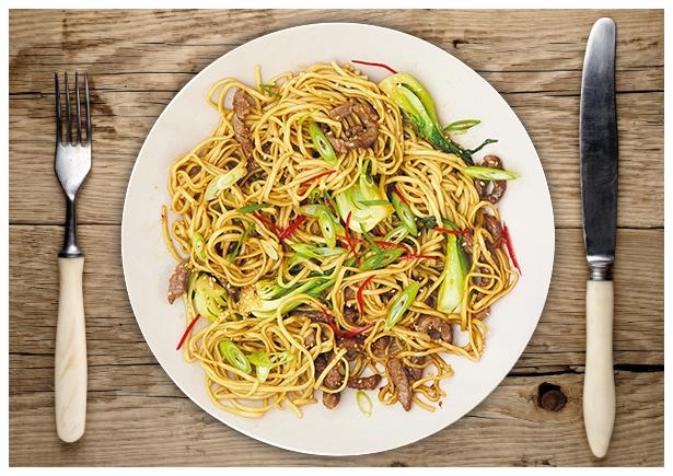 Japanische Rindfleisch-Nudelpfanne  „Teriyaki“