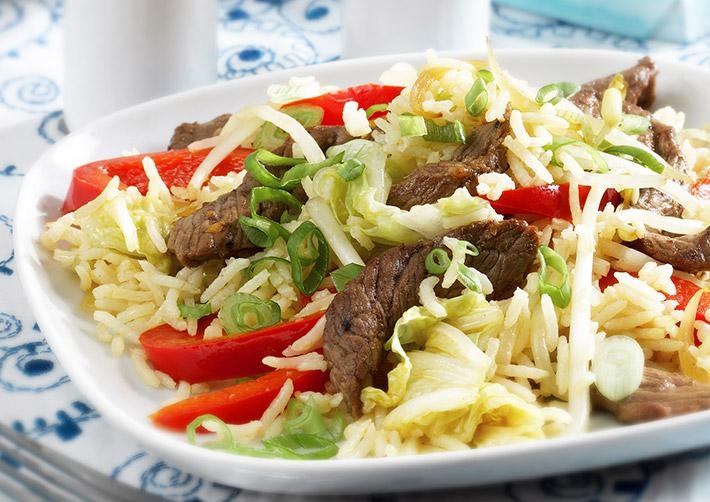 Rindfleischstreifen mit Gemüse