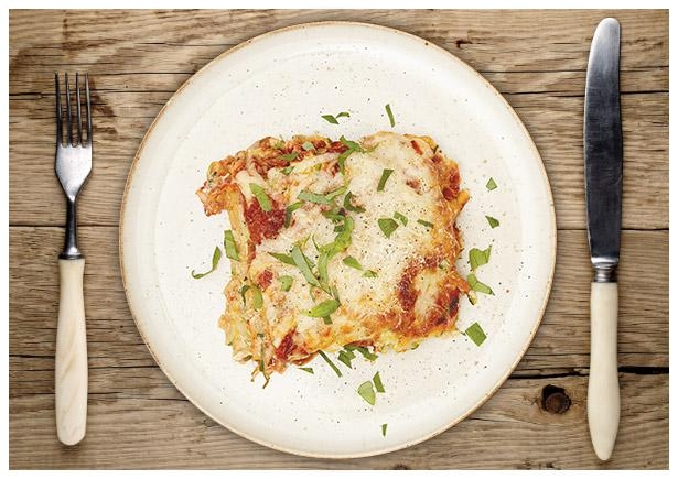 Delikate Zucchini Lasagne mit Dreierlei Käse