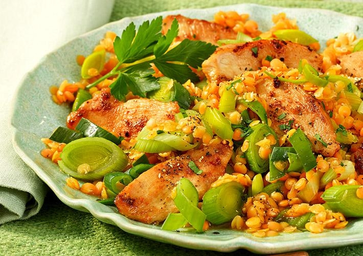 Hähnchen mit Balsamico-Linsen