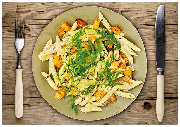 Süßkartoffel Penne-Pasta in delikater Chili-Mascarpone-Soße