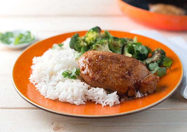 Schweinelachs in süß-sauer Glasur 