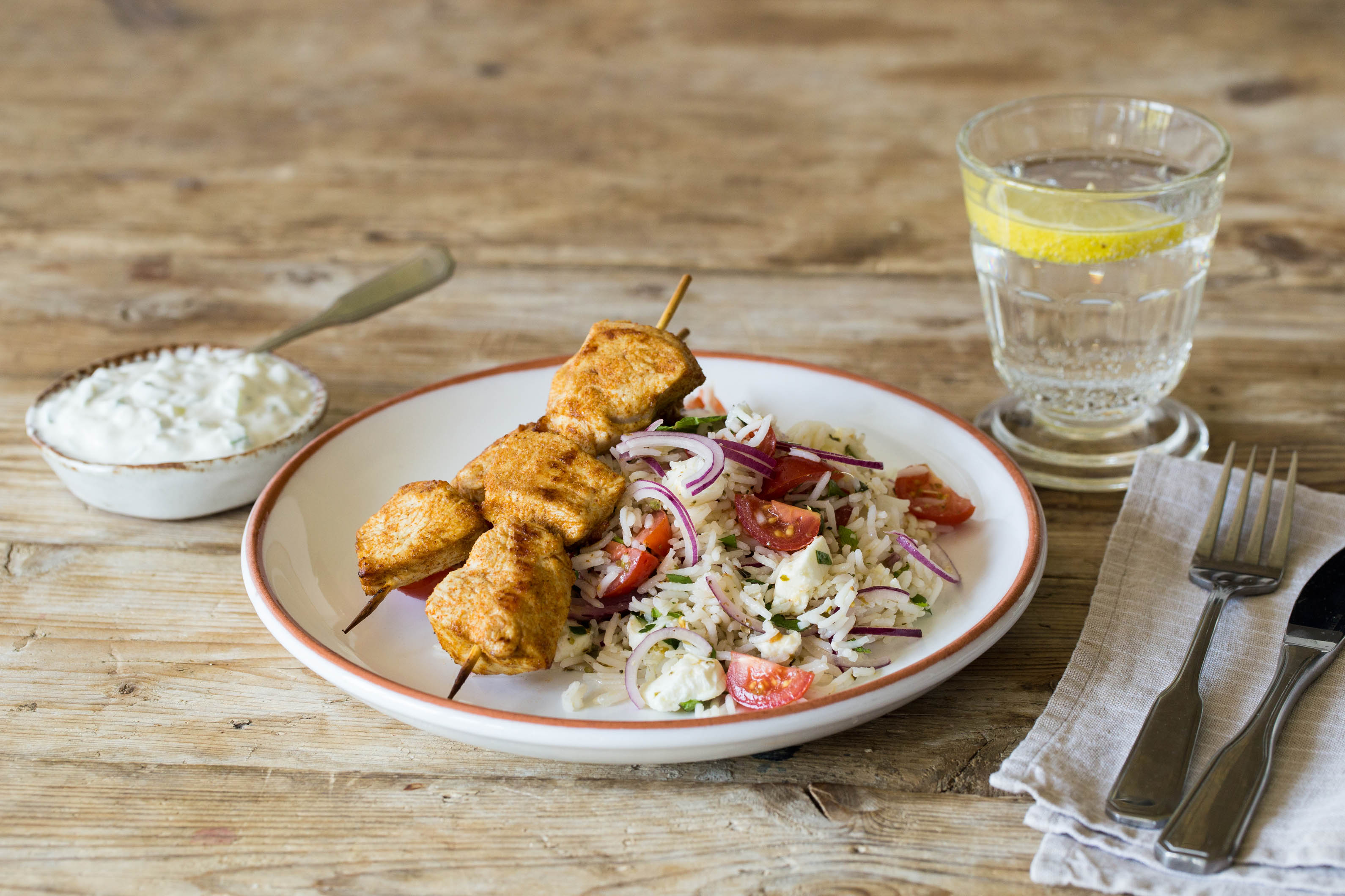 Griechische Ofen-Putenspieße