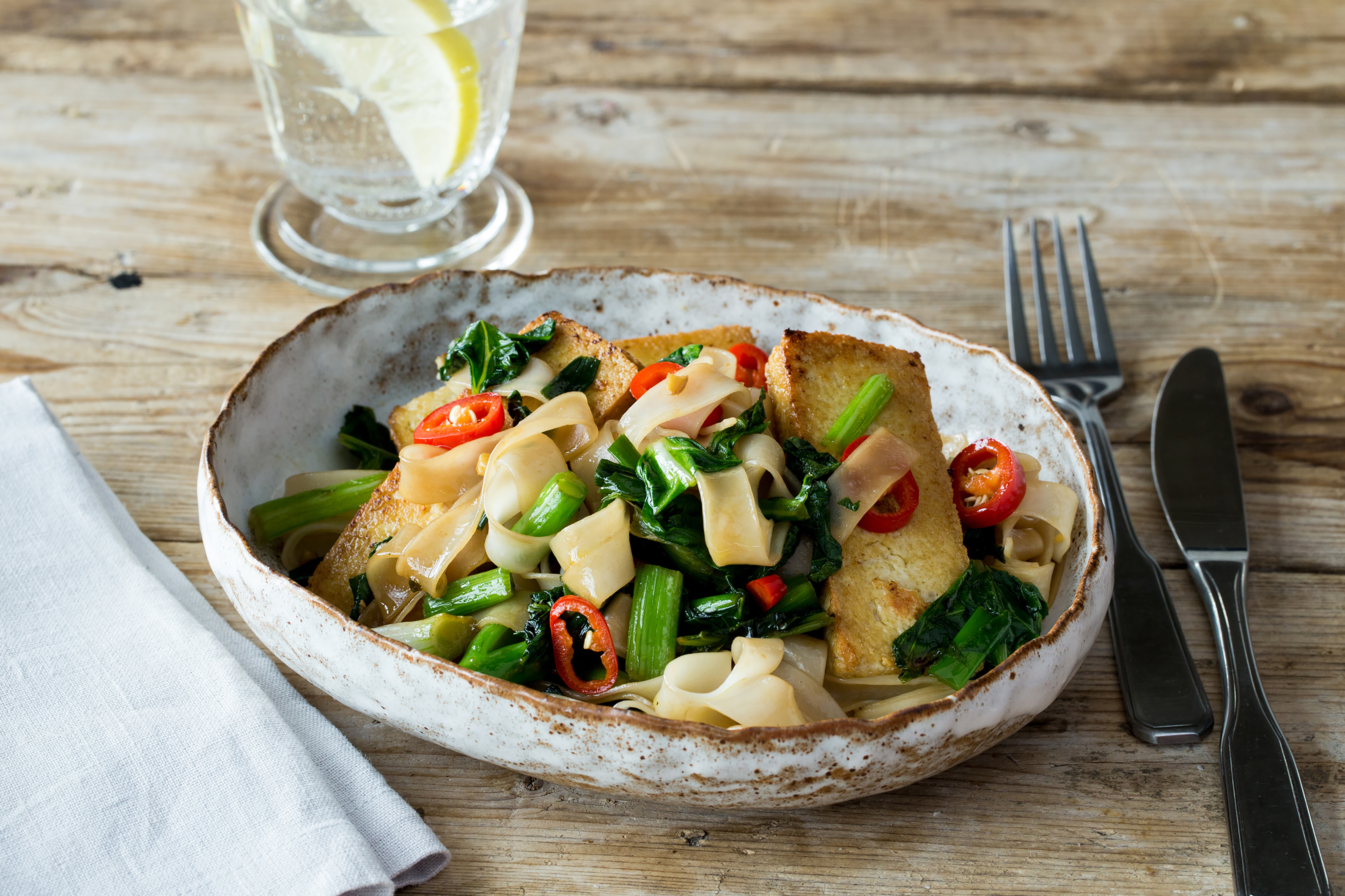 Saucy Noodles with Crispy Tofu