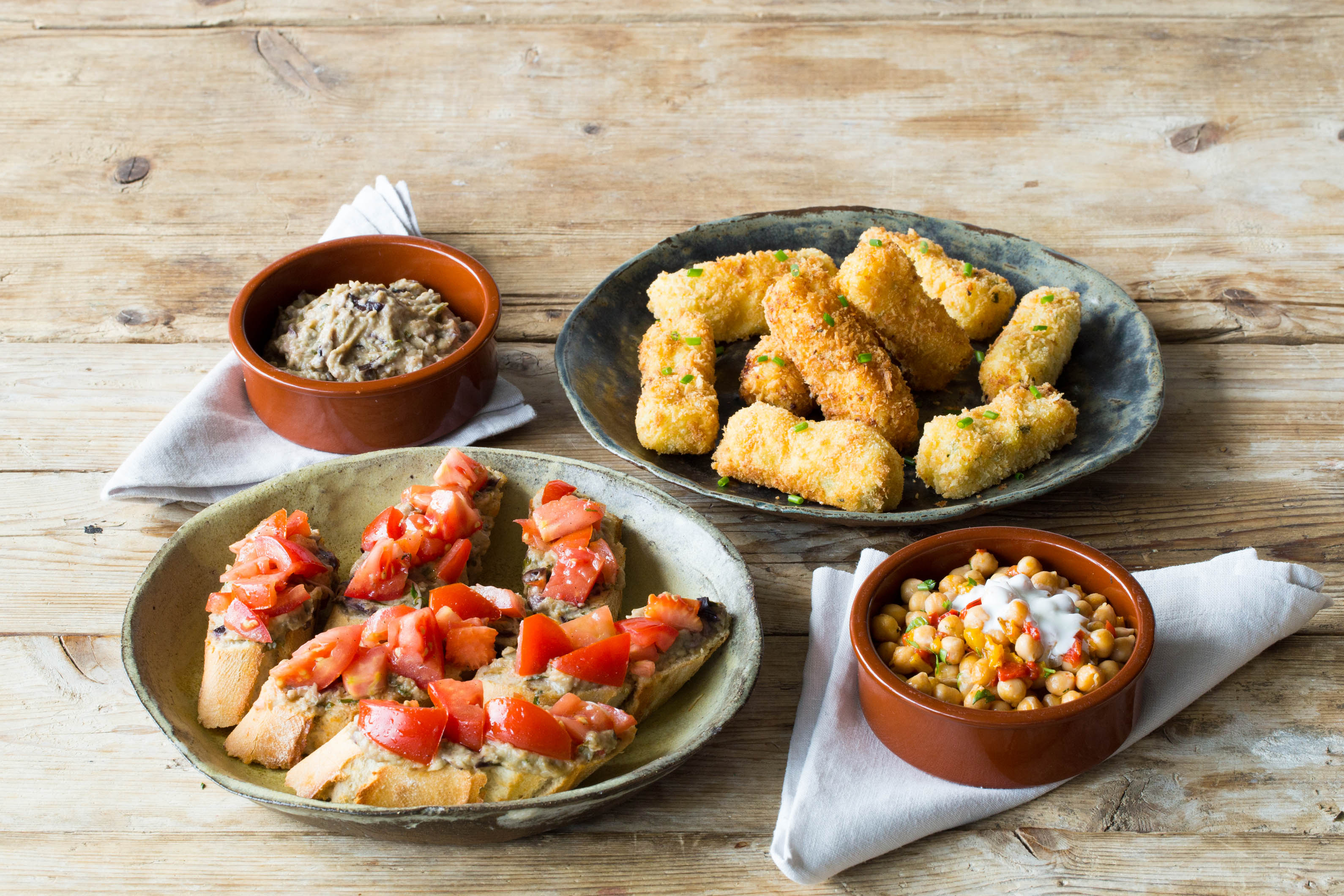 Dreierlei Tapas: Kartoffel-Käse-Kroketten,