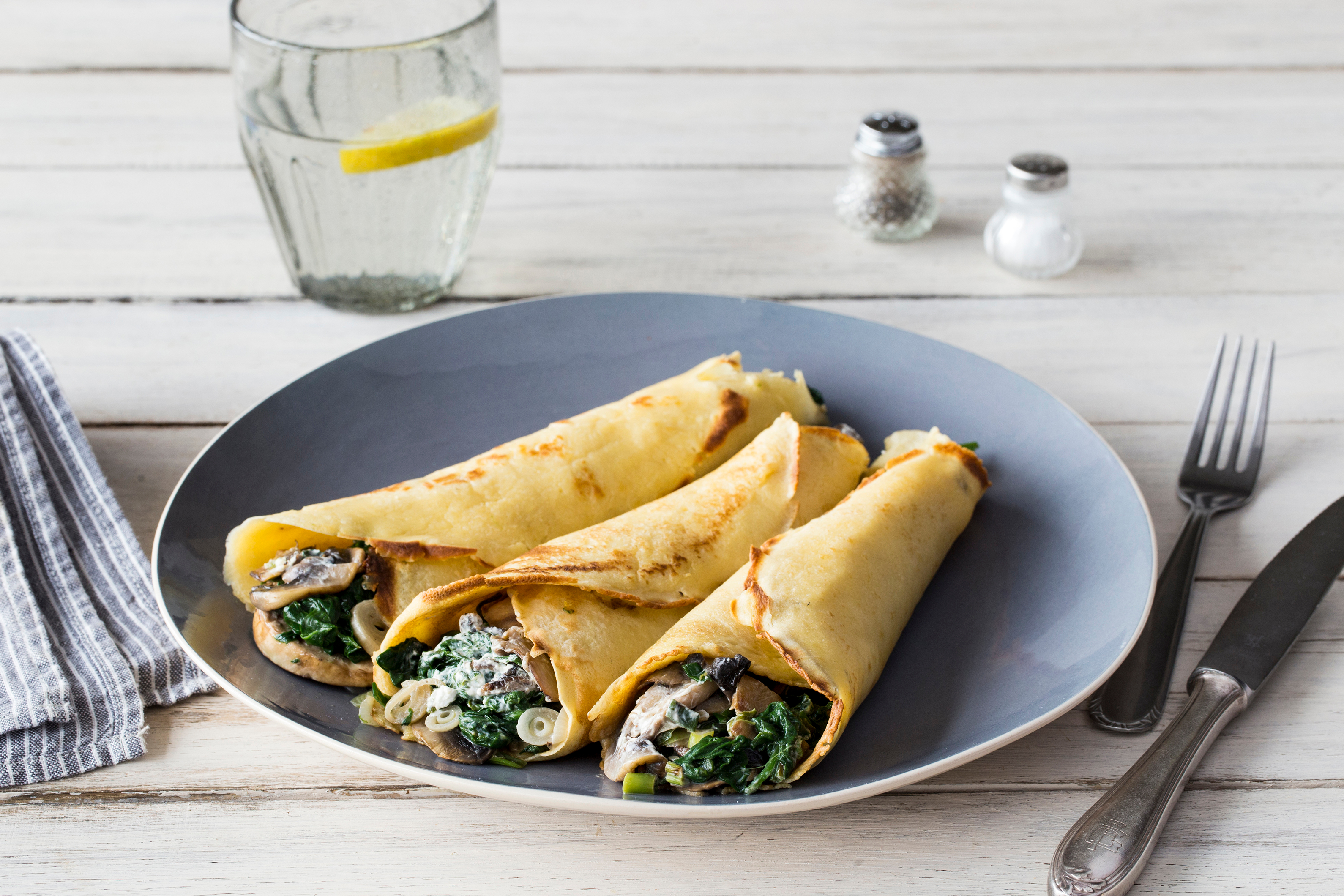 Mushroom & Spinach Crepes