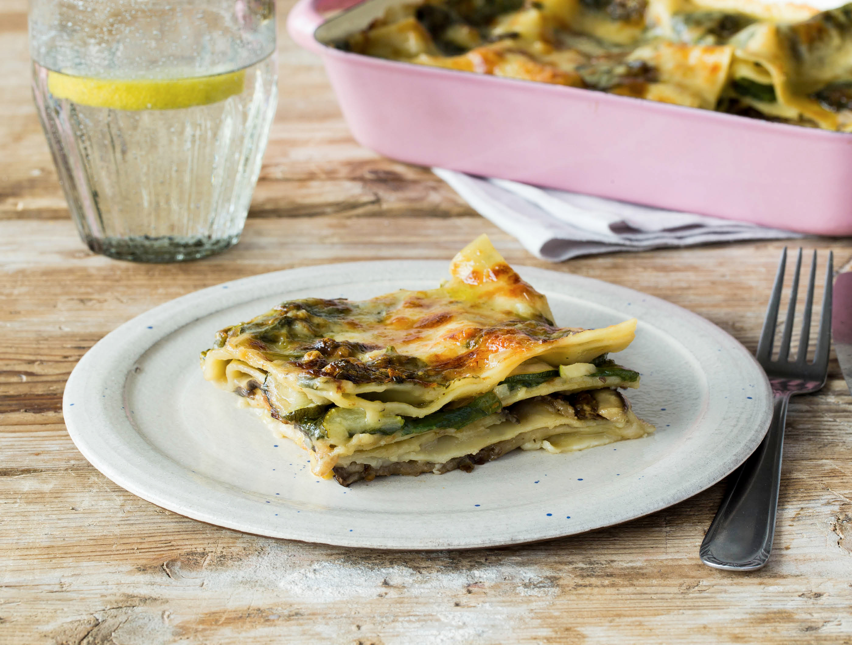 Romige groentelasagne met spinazie