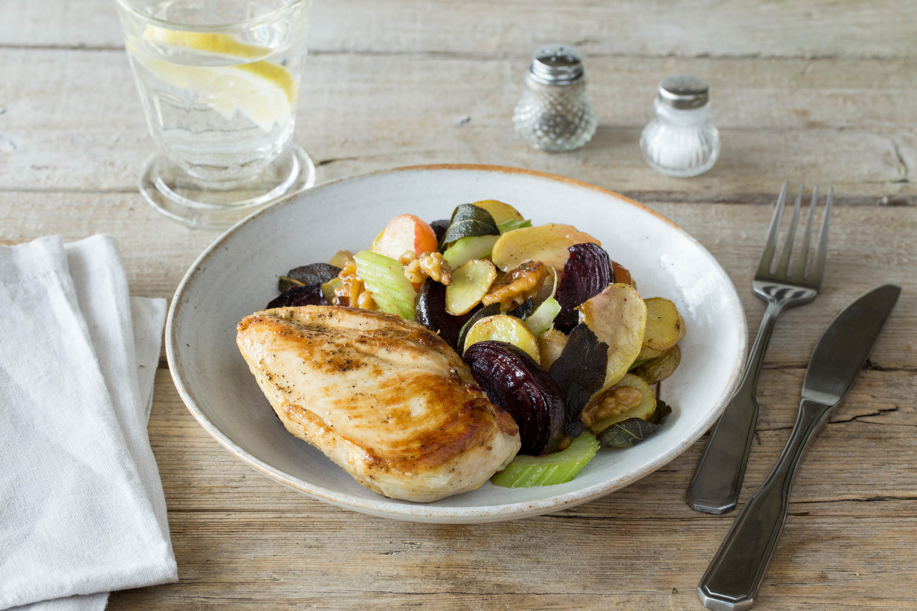 Succulent Chicken with Roast Waldorf Jumble