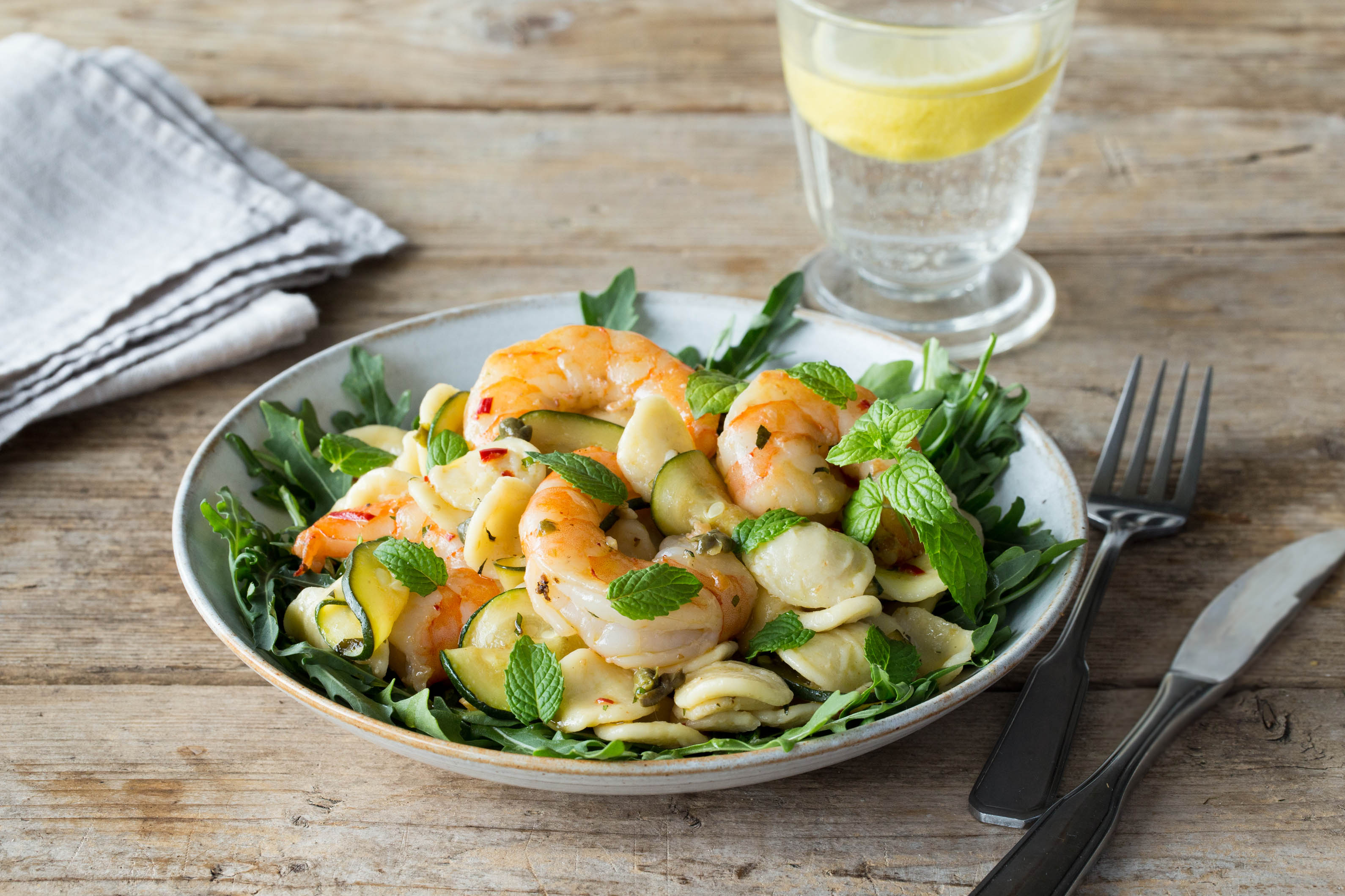 Orecchiette with Prawns and Courgette
