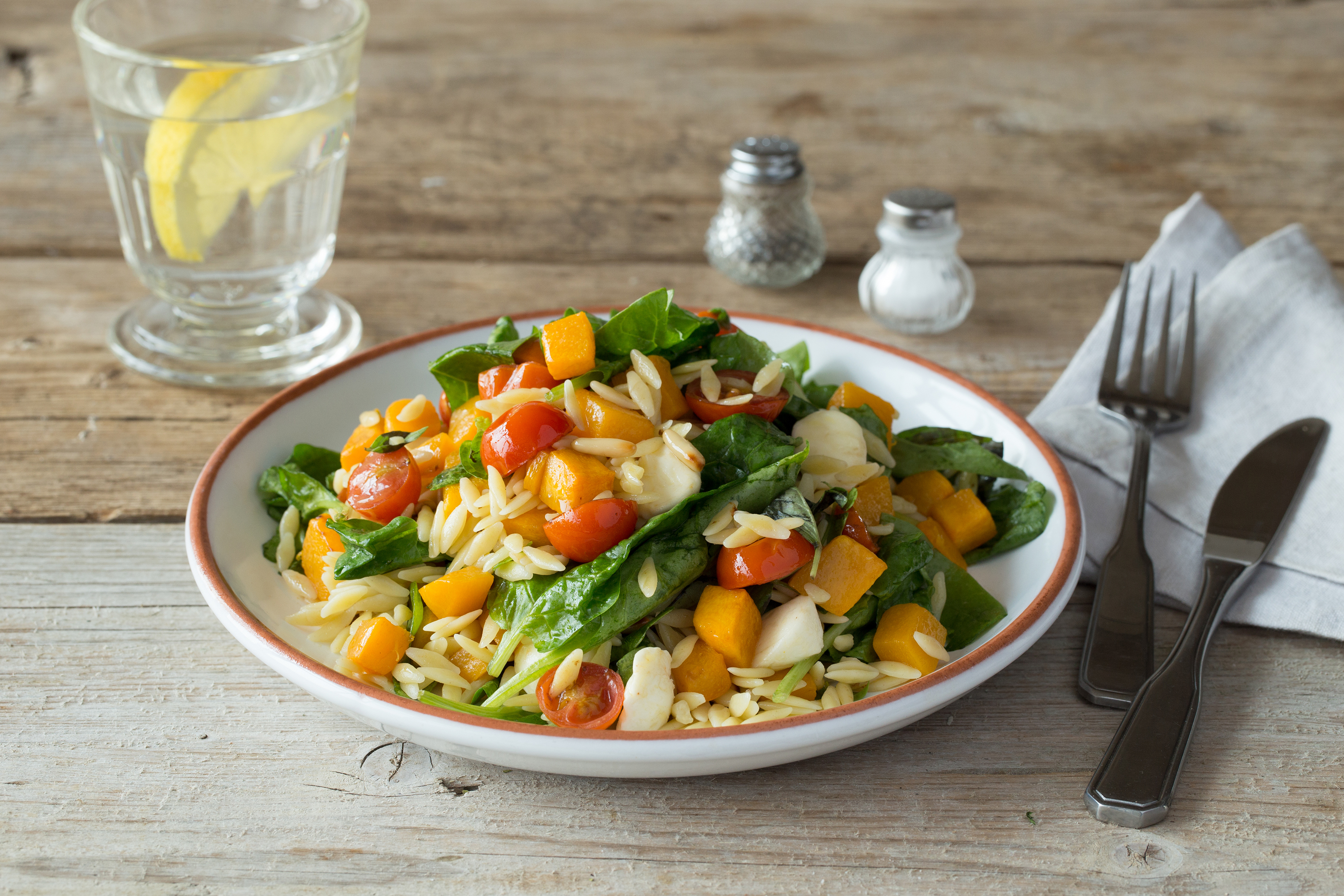 Caprese Risoni With Roasted Pumpkin