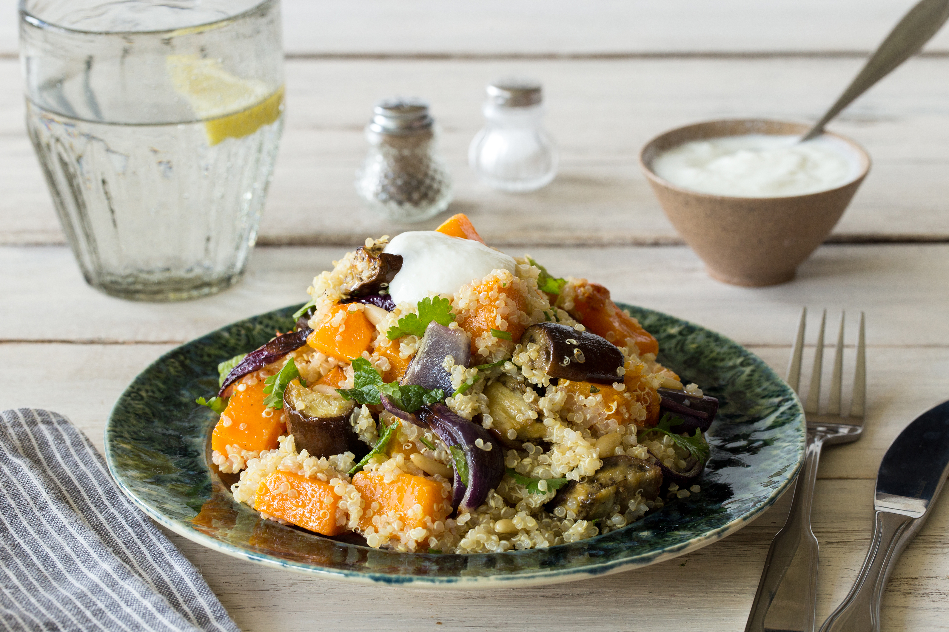 Roasted Vegetable Quinoa with Yoghurt