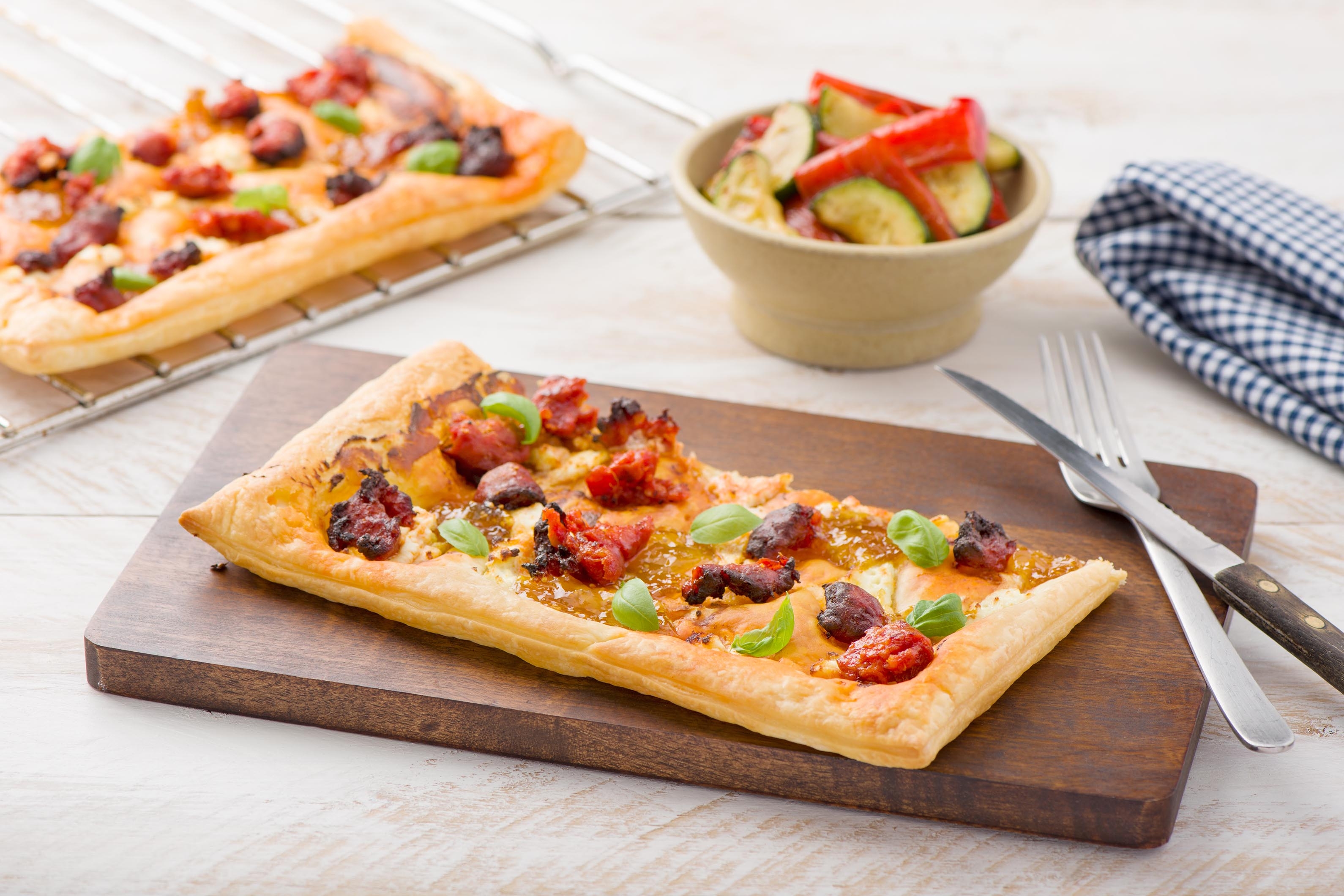 Figgy Chorizo and Ricotta Tart