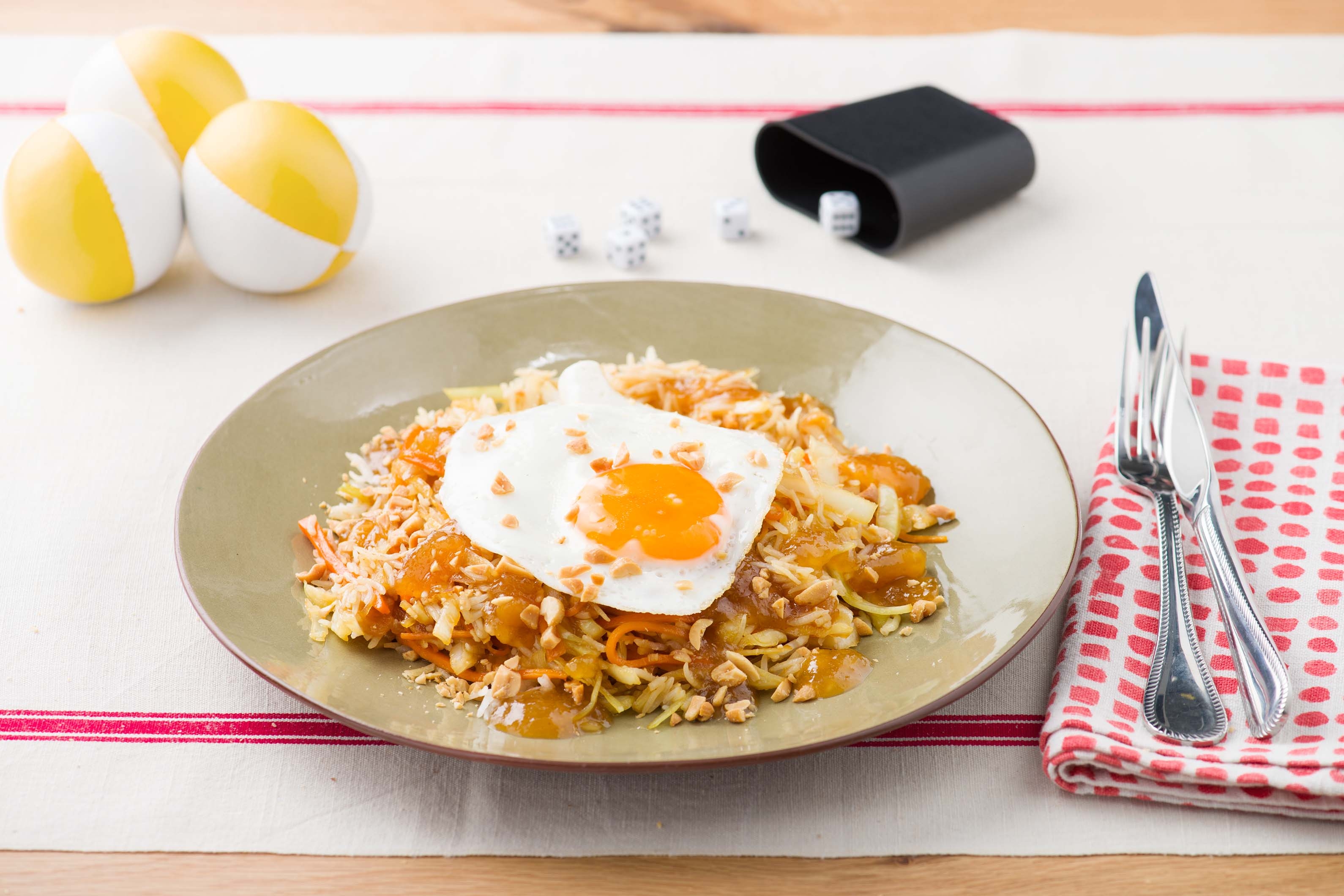 Nasi met groenten en mangosausje